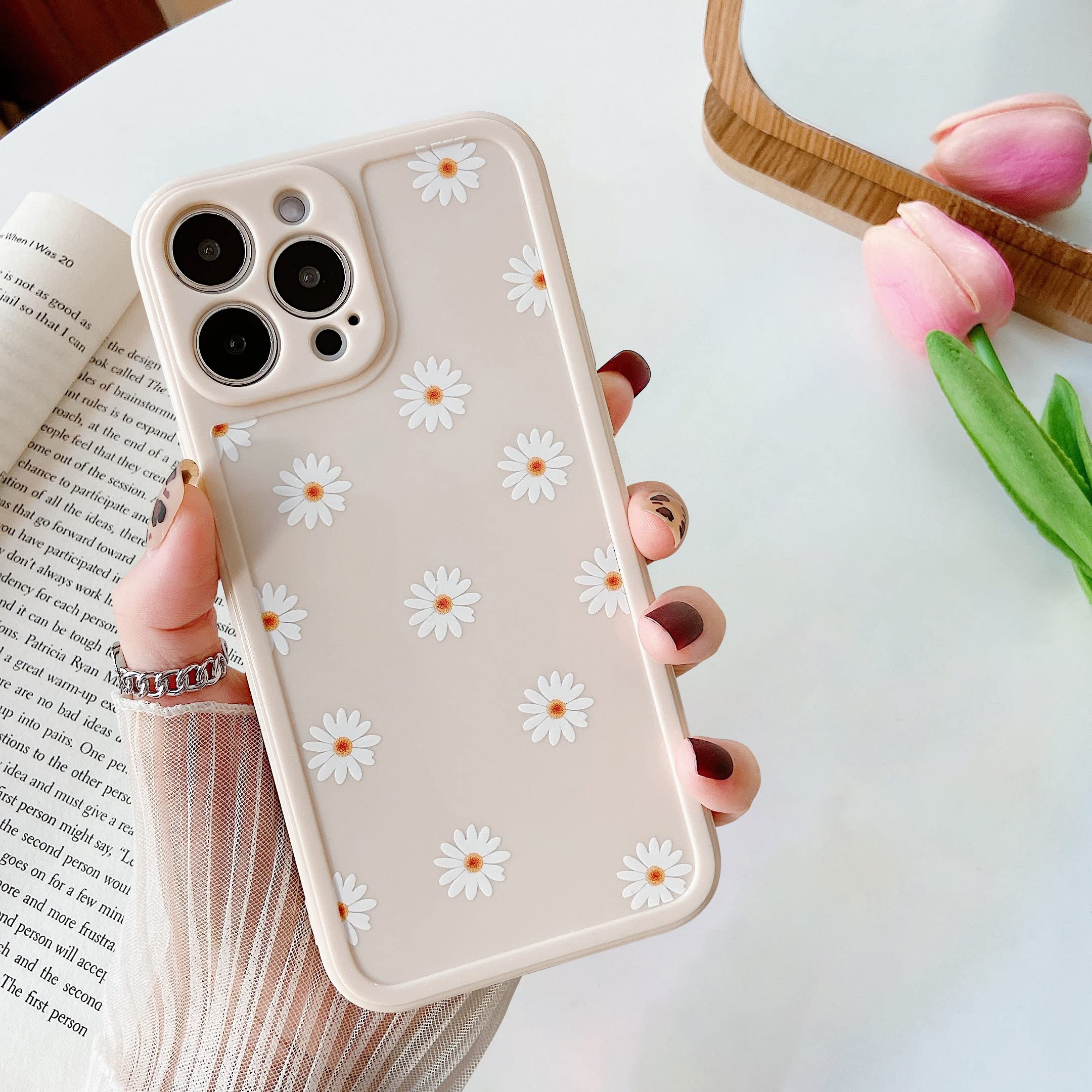 ZTOFERA Daisy Pattern Glossy Soft TPU Case for iPhone 12 Pro Max 6.7