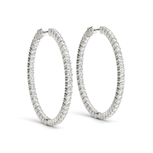 0.9 Inch 2 Prong Round Hoop Earrings - Sterling Silver Dangle Earrings for Women, Perfect for Everyday Wear & Special Occasions