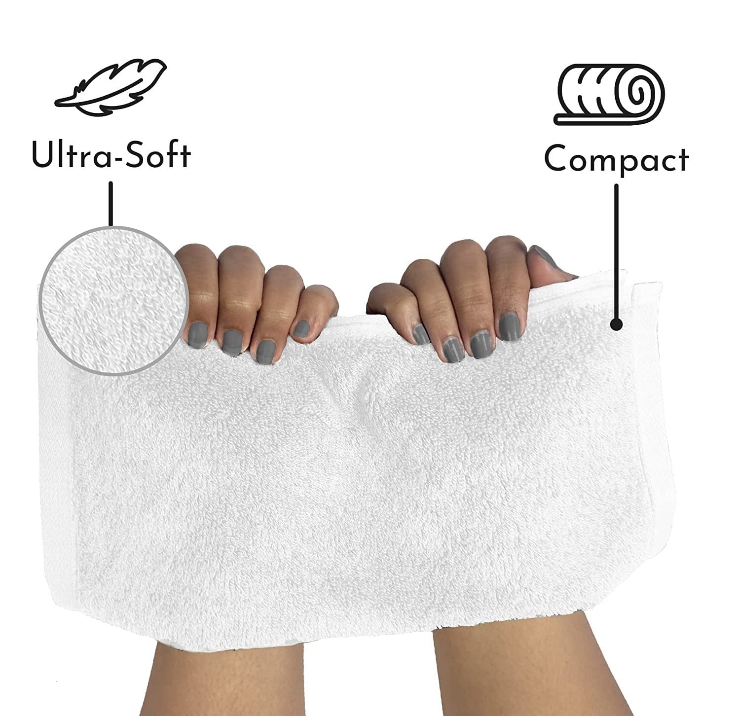 Premium 500 GSM Cotton Face Towels - 13x13 Inch Set of 4, Soft & Absorbent White Bath Towels for Spa, Gym & Luxury Skincare Routine | FRESH FROM LOOM