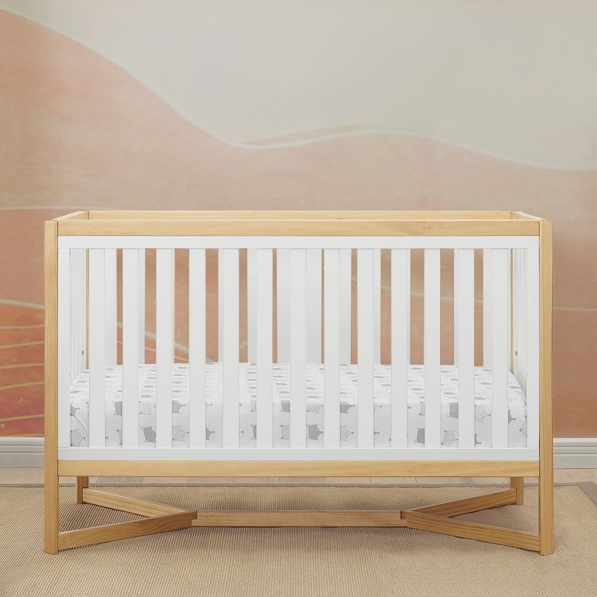 Tribeca 4-in-1 Convertible Baby Crib - White Nursery Furniture for Newborn to Toddler Bed - Perfect for Modern Nursery Rooms & Daycare Centers