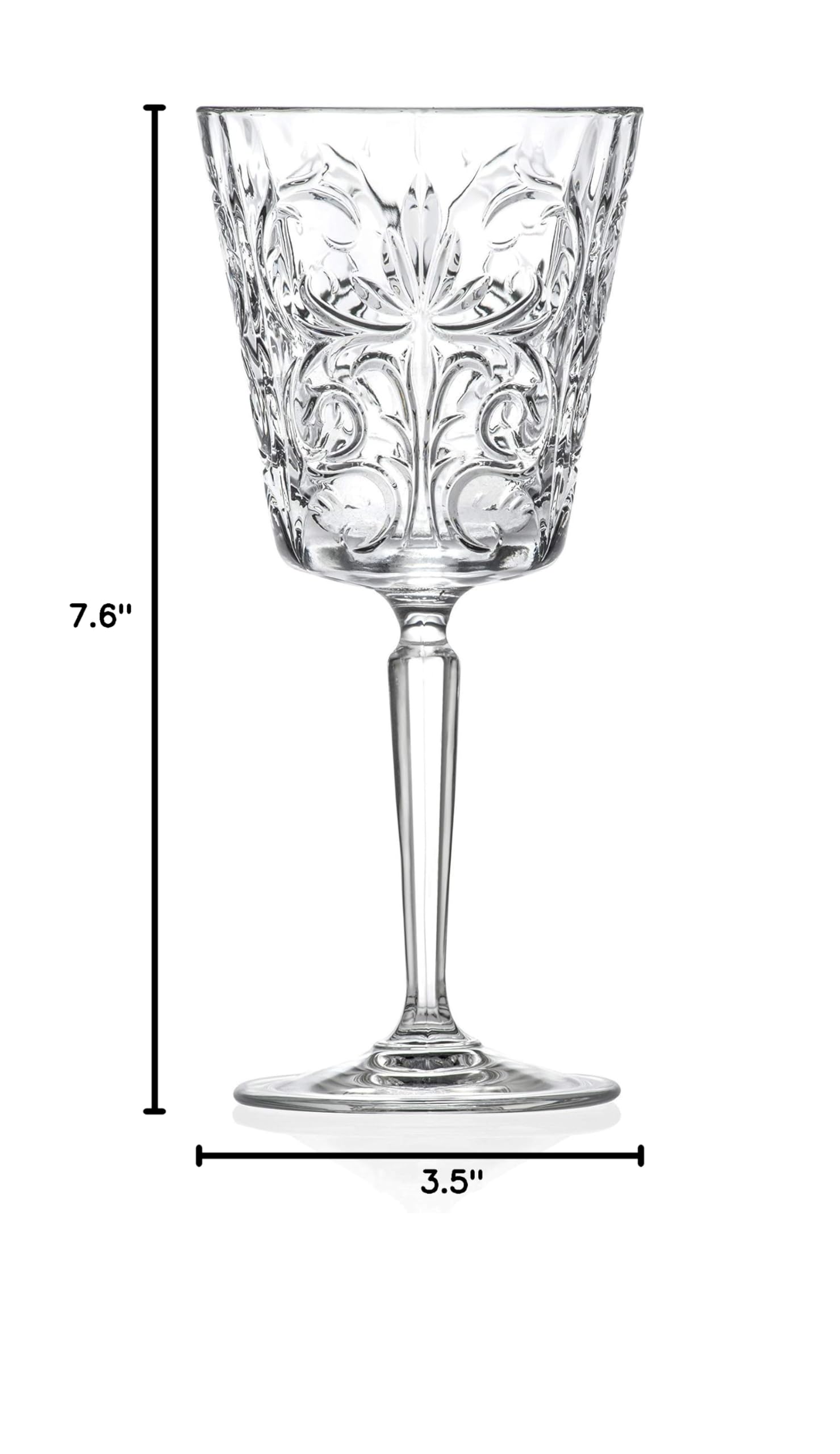 Barski Crystal Wine Glasses Set of 6 - 11oz Elegant Stemmed Goblets for Red Wine & Water - European Made Tattoo Design Glassware - Perfect for Dinner Parties, Weddings & Home Decor