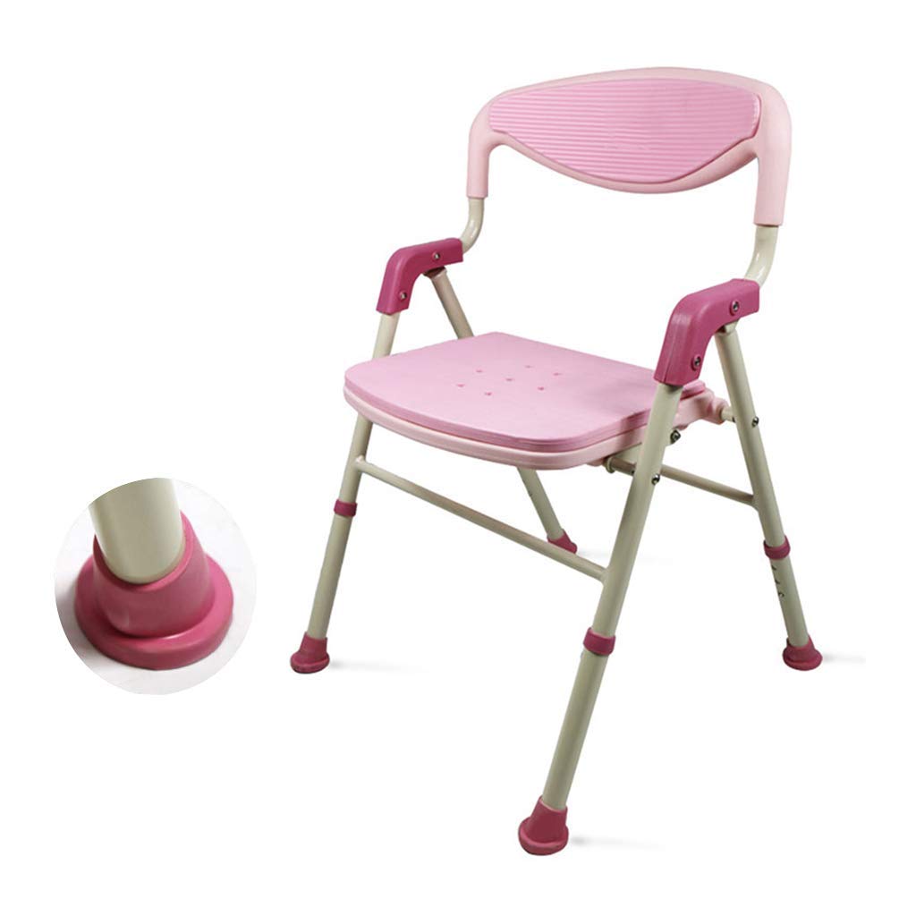 Adjustable Shower Chair with Padded Seat & Back Support - Heavy Duty Bath Stool for Elderly & Disabled (220 lbs Capacity, Pink) - Perfect for Safe Bathing & Showering in Home or Hospital