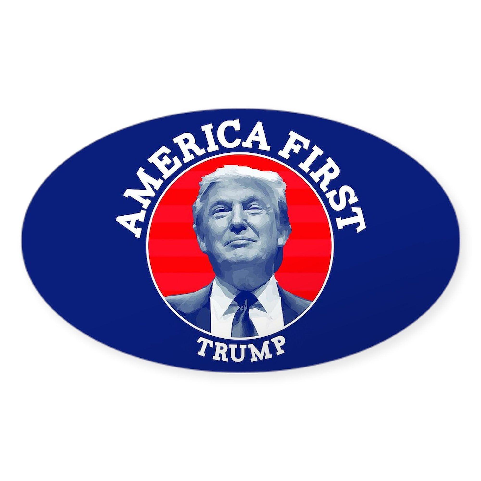 America First Trump Oval Car Bumper Sticker - Patriotic Decal for Vehicles, Laptops & Windows | Show Your Support for 45th President
