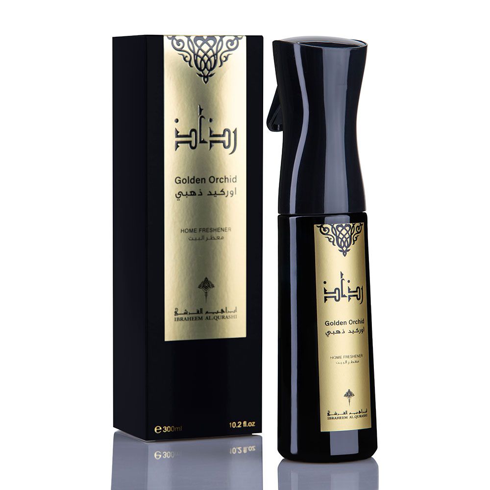 Razaz Golden Orchid Home Freshener 300ml - Long-Lasting Floral Scent for Living Room, Bedroom & Bathroom | Air Freshener Spray for Home & Office