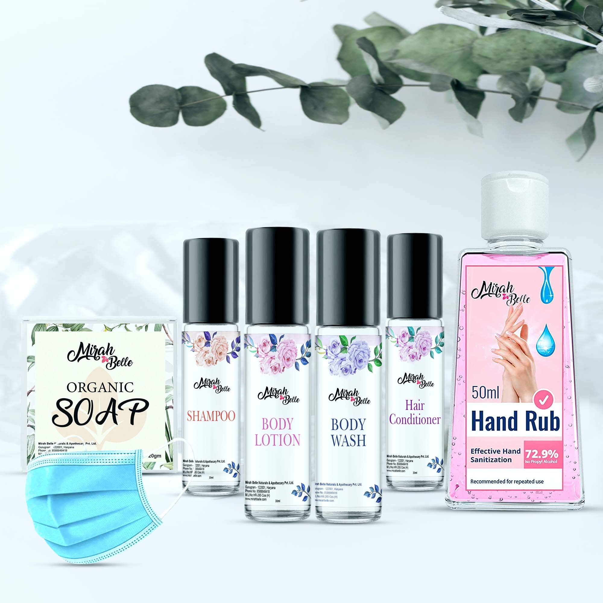 Organic Travel Kit (Pack of 10) - Premium Soap, Shampoo, Conditioner, Body Lotion, Sanitizer, Face Mask, First Aid Kit, Dental Kit, Comb & Vanity Set - Perfect for Hotels, Travel, Guests & Trials - Ideal for Men, Women & Kids - Great for Vacations, Business Trips & Gifts