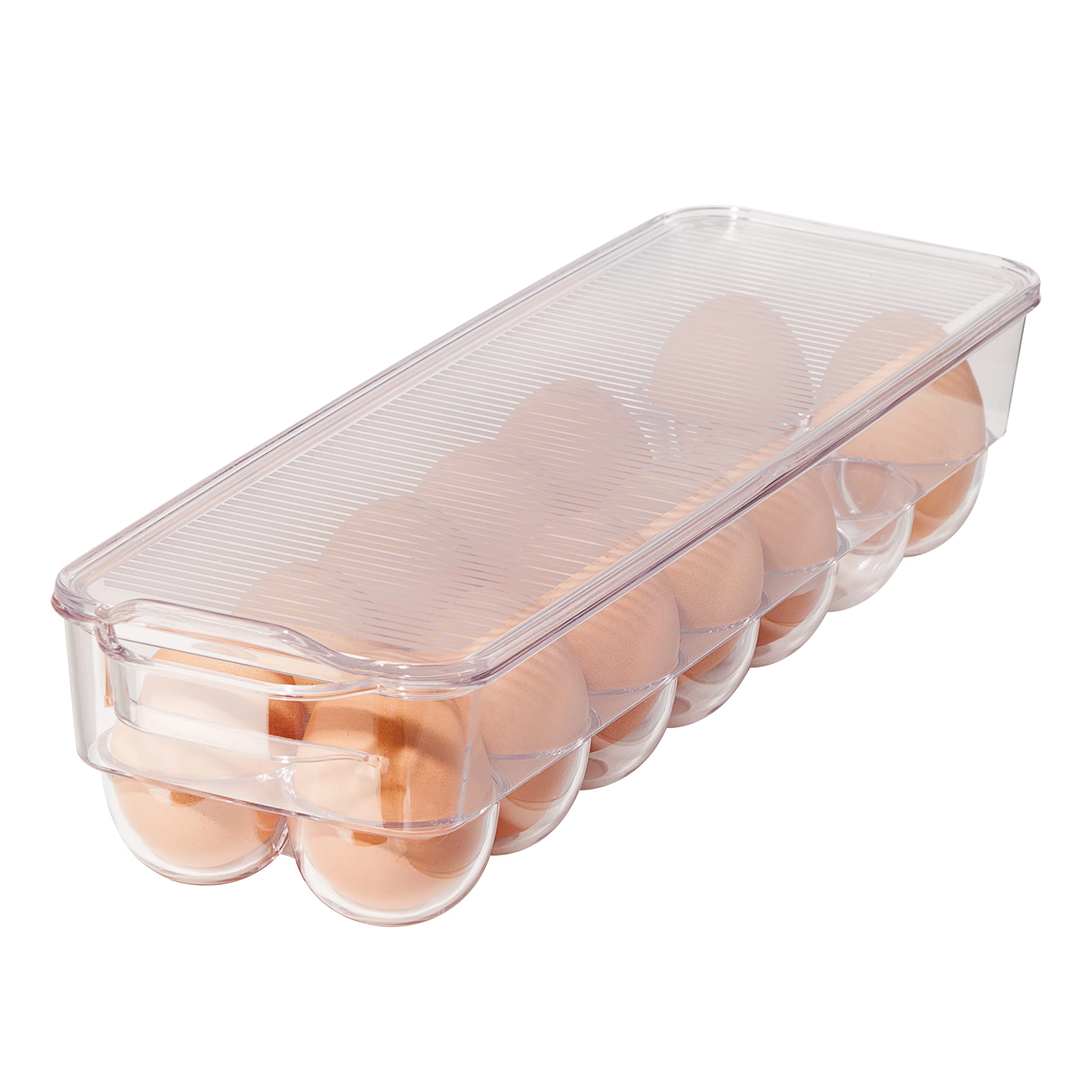 OGGI Stackable Covered Egg Holder - Clear Plastic 14 Egg Tray for Refrigerator | Kitchen & Fridge Organization | Food Storage Containers | Perfect for Breakfast Meal Prep, Baking, and Farm Fresh Egg Storage