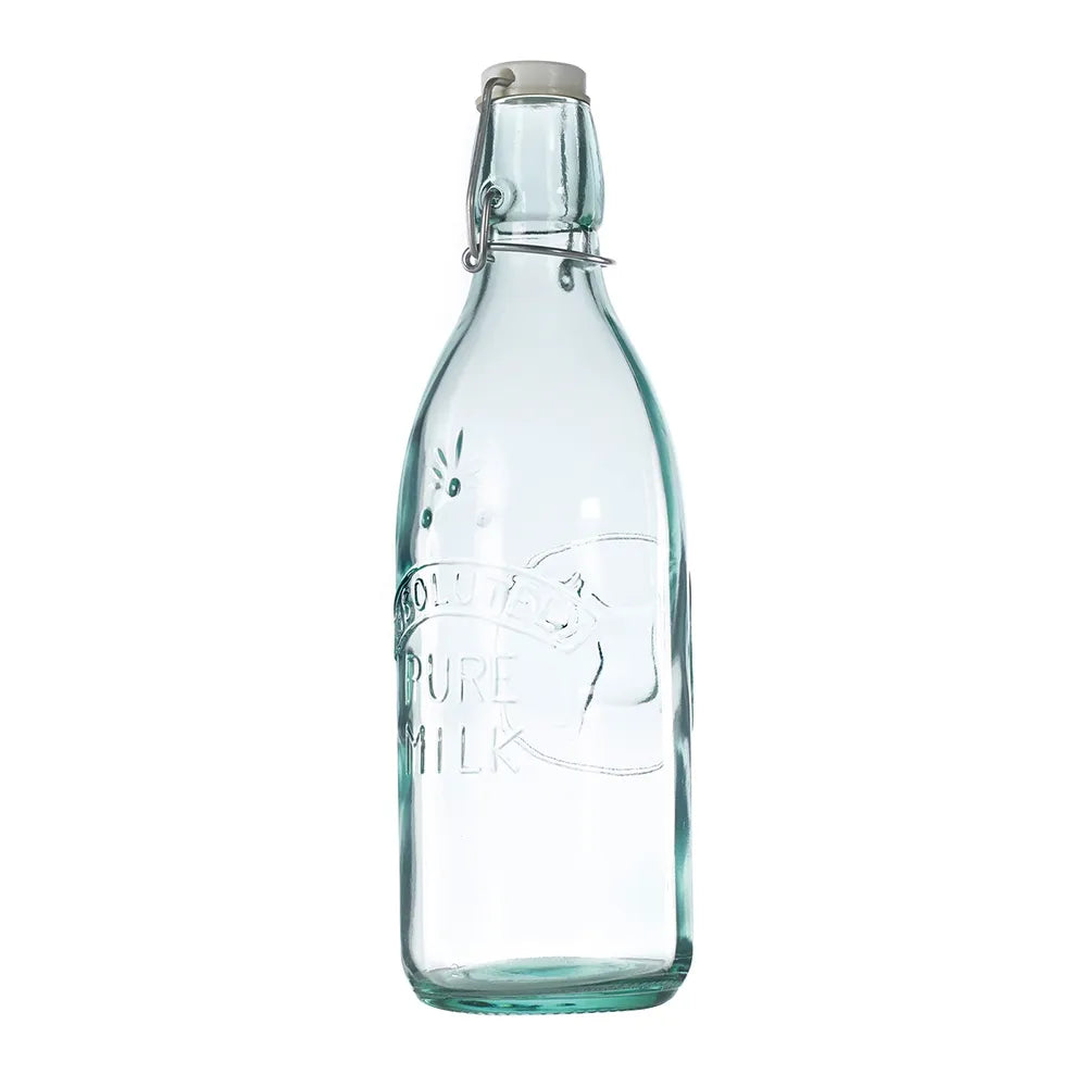 Premium Glass Latte Milk Bottle - 1L Capacity, Heat-Resistant & Durable for Coffee, Tea, and Cold Brew - Perfect for Home Baristas, Cafes, and Restaurants