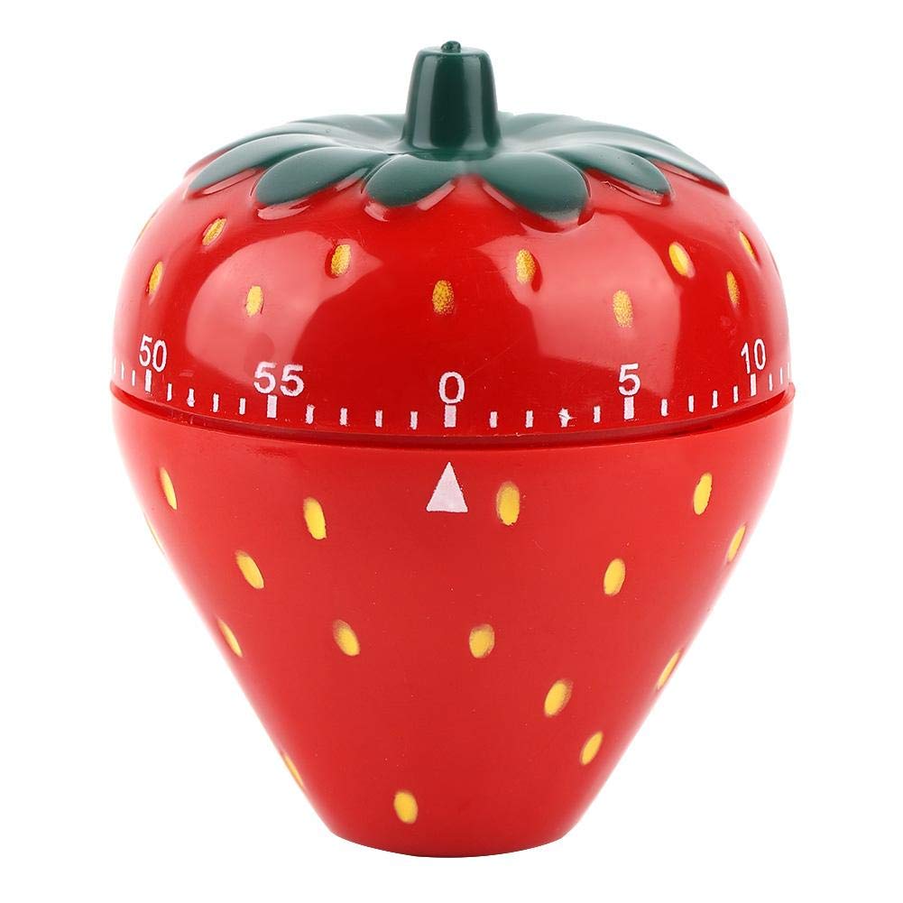 Strawberry-Shaped Mechanical Wind-Up Kitchen Timer - Durable Red Timer for Cooking, Baking, Salon & Office Use | Perfect for Home, Professional Kitchens & Beauty Salons