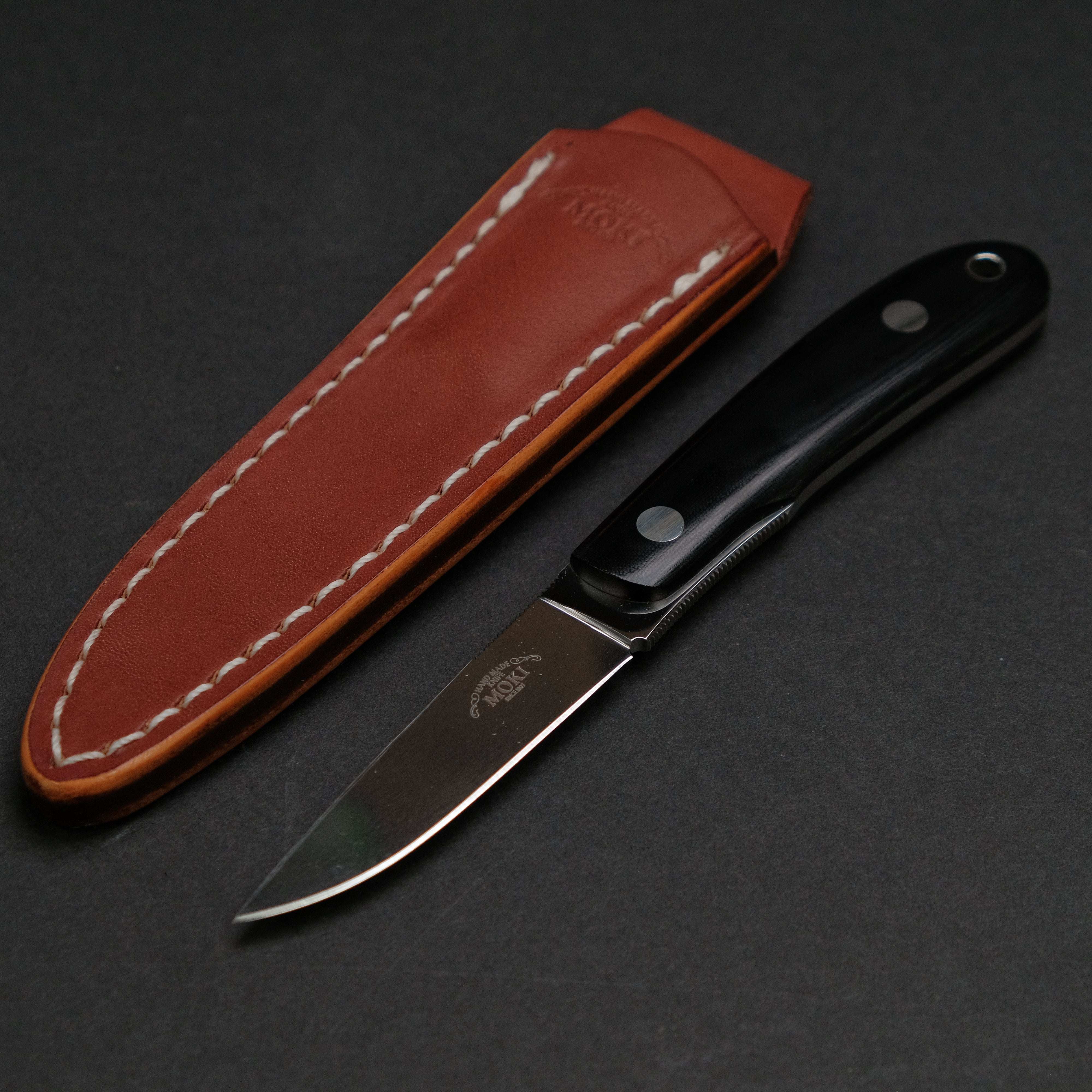 MOKI Banff Fixed Blade Knife with Linen Micarta Handle - Medium Size Hunting & Outdoor Survival Knife for Camping, Hiking, and Bushcraft