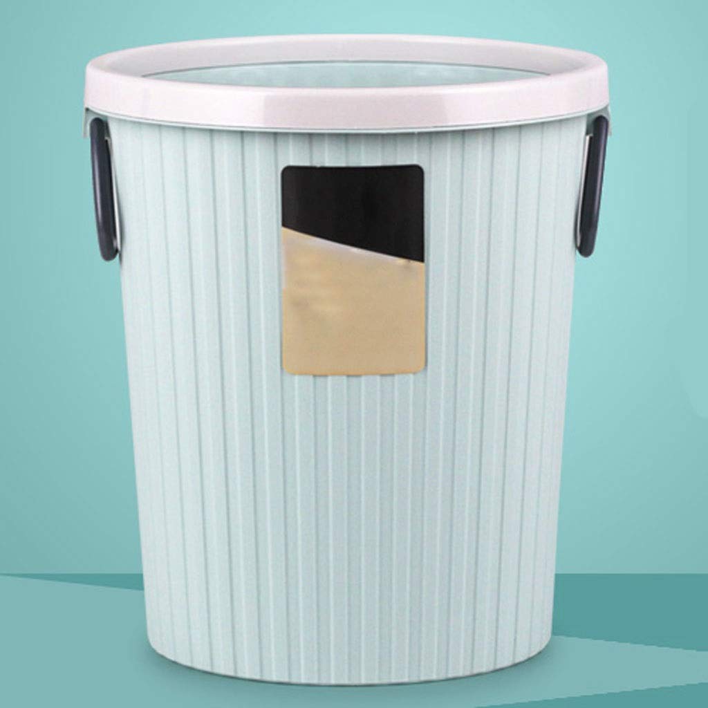 Round Plastic Small Trash Can with Handle - 5 Gallon Wastebasket Garbage Bin for Bathroom, Kitchen, Office, Kids Room - Durable Green XL Size Trash Container for Home & Office Use