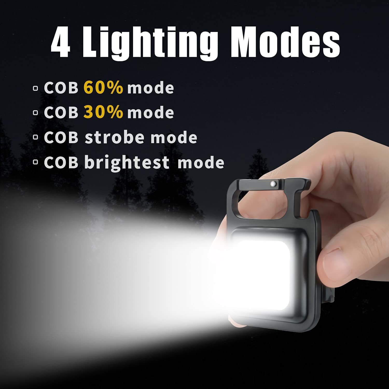 PRT COB Rechargeable Keychain Flashlight - 6W Bright LED, 500mAh USB-C Battery, Built-in Bottle Opener & Magnetic Stand | Perfect for Camping, Hiking, Emergency Kits & Everyday Carry (EDC) Gadget