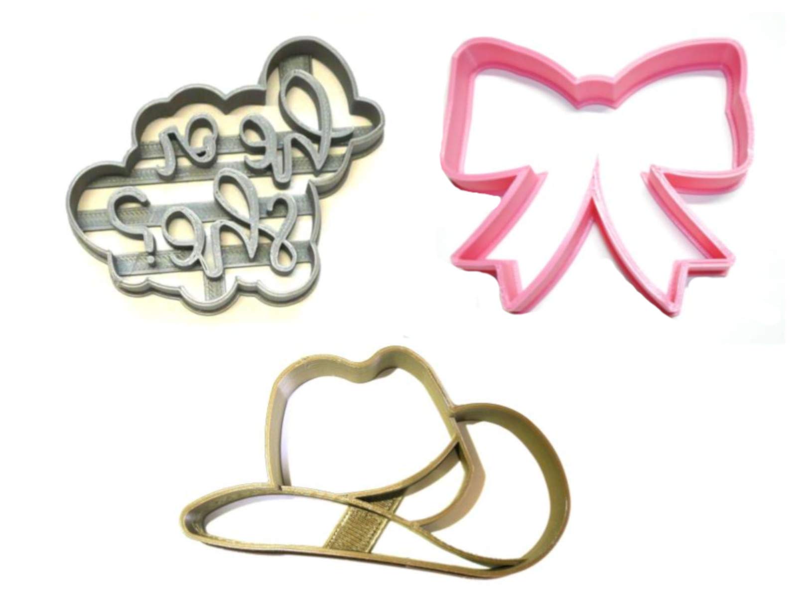 Gender Reveal Baby Shower Cookie Cutters Set of 3 - Cowboy & Cowgirl Theme - Made in USA (PR1202) - Perfect for Baby Shower Decorations, Gender Reveal Parties & Baking Fun