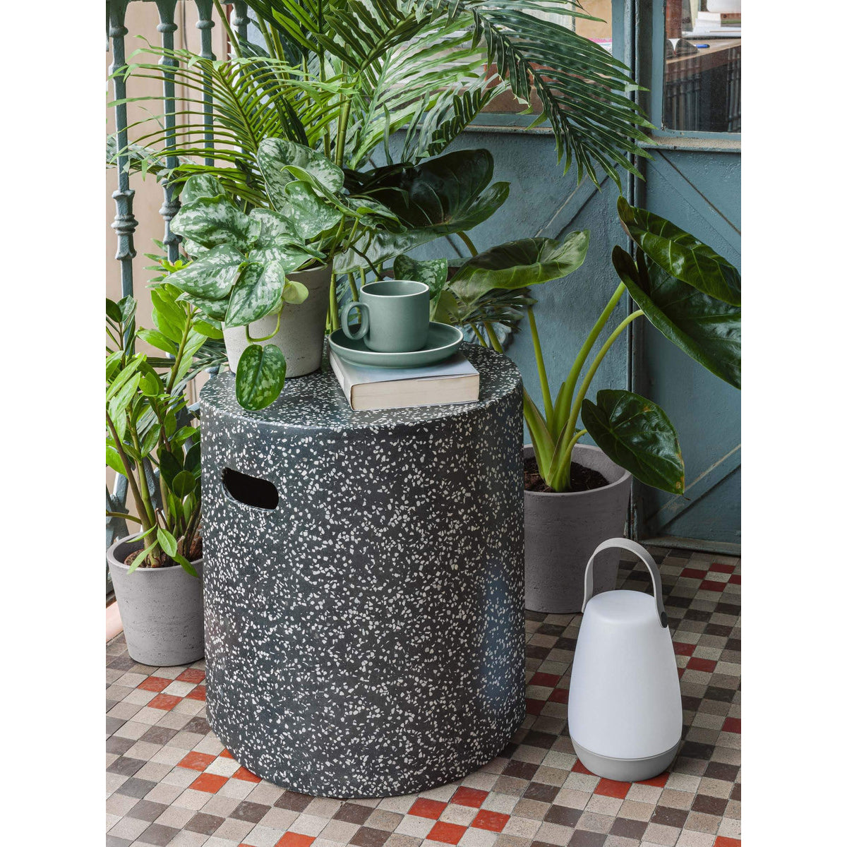 Jenell Outdoor Side Table - Weather-Resistant Patio Furniture for Garden, Deck, Poolside & Balcony Use