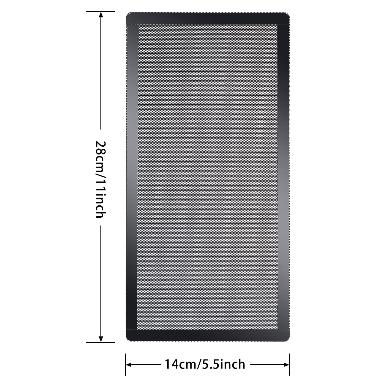 280mm x 140mm Magnetic PC Dust Filter - Black Computer Case Fan Mesh Cover with Frame (2 Pack) - Perfect for Gaming Rigs & Home Office PC Builds