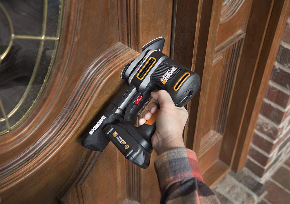 WORX 20V Cordless Random Orbital Sander - 5-in-1 Multi-Sander with Battery & Charger (WX820L) - Perfect for Woodworking, Sanding Furniture, DIY Projects & Home Renovation