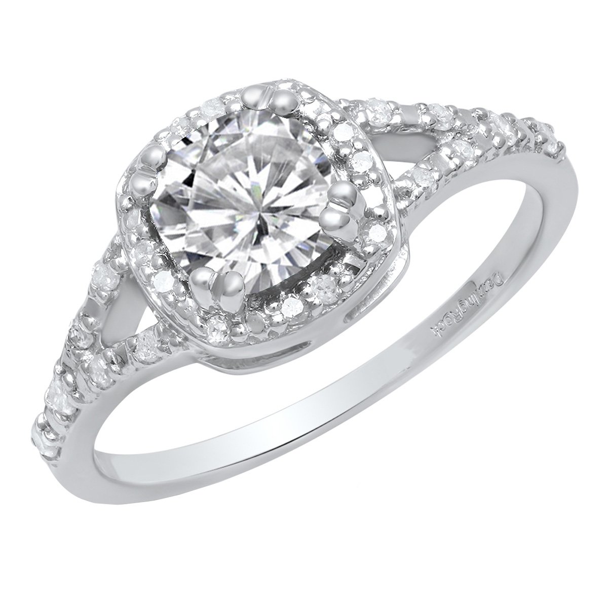 Dazzlingrock 6mm Cushion Cut Lab-Created Gemstone & White Diamond Sterling Silver Engagement Ring for Women - Perfect for Proposals, Anniversaries & Special Occasions