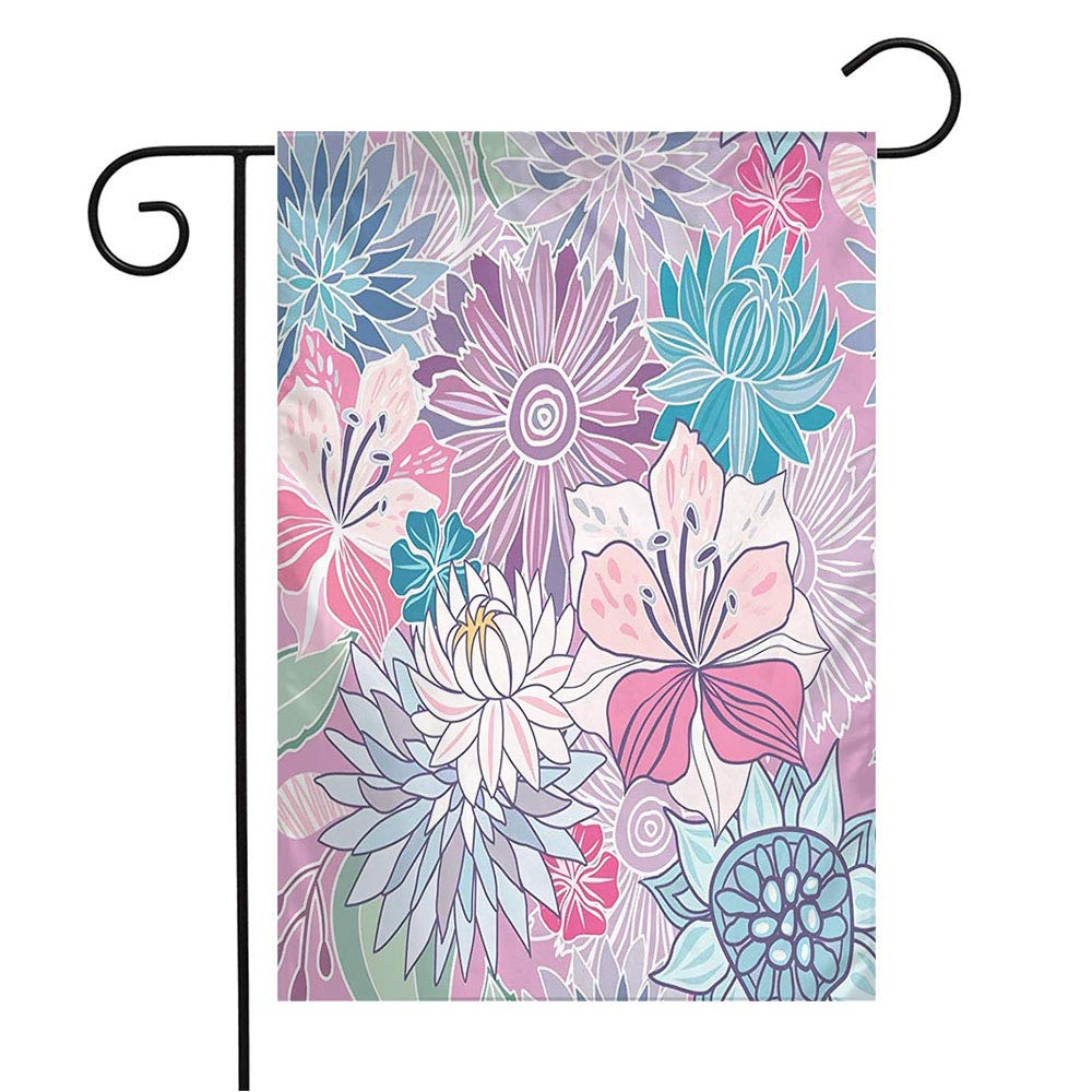 Blue Chamomile Floral Garden Flag - 12x18 Inch Seasonal Outdoor Decorative Flag with Rose & Leaf Design for Patio, Lawn, Home Decor | Perfect Gift for Nature Lovers & Garden Enthusiasts