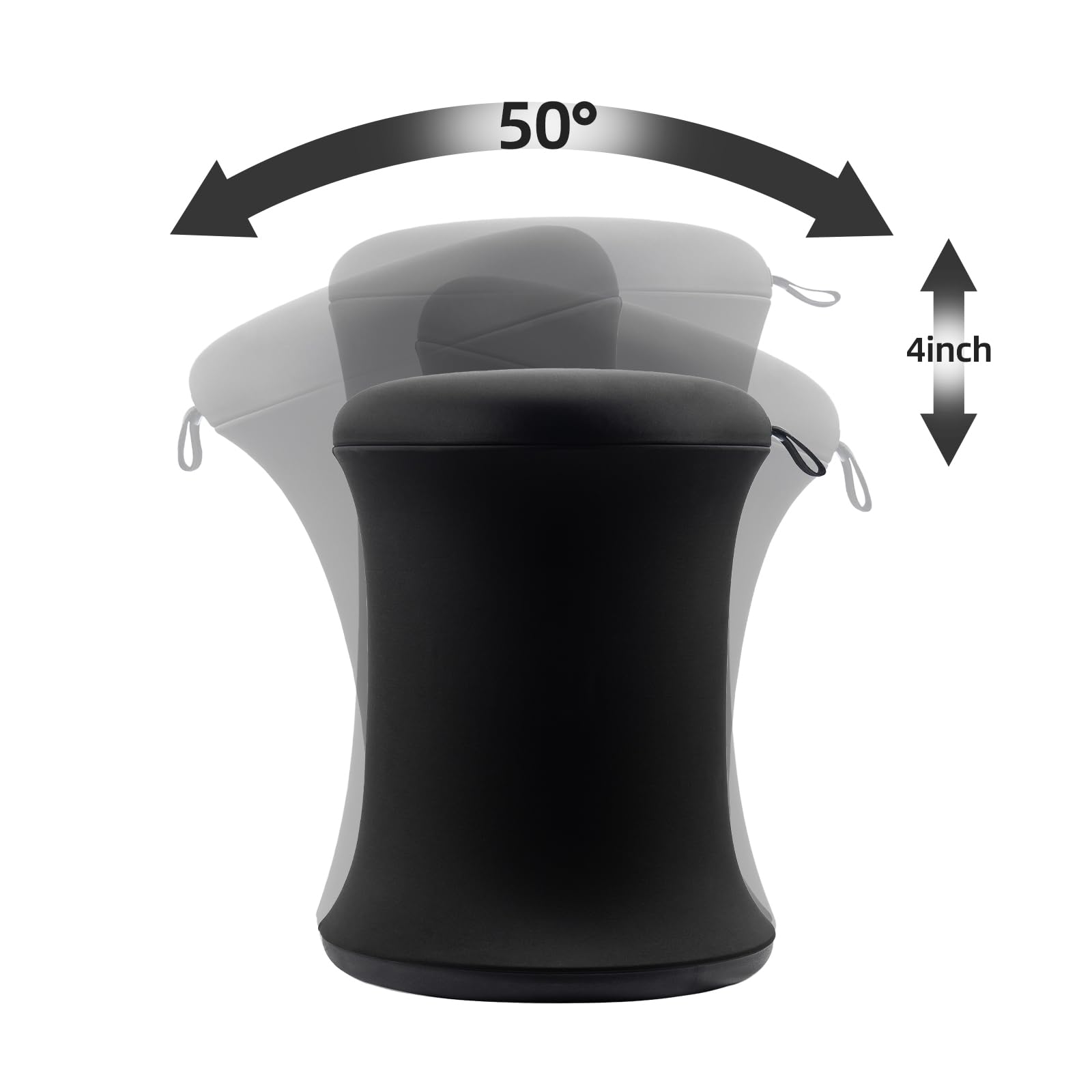 Ergonomic ADHD Wobble Stool & Yoga Ball Chair - Adjustable Height Active Sitting Stool for Adults & Kids - Improves Focus, Posture & Balance - Non-Slip Base for Home Office, Classroom, Exercise & Yoga (Black)