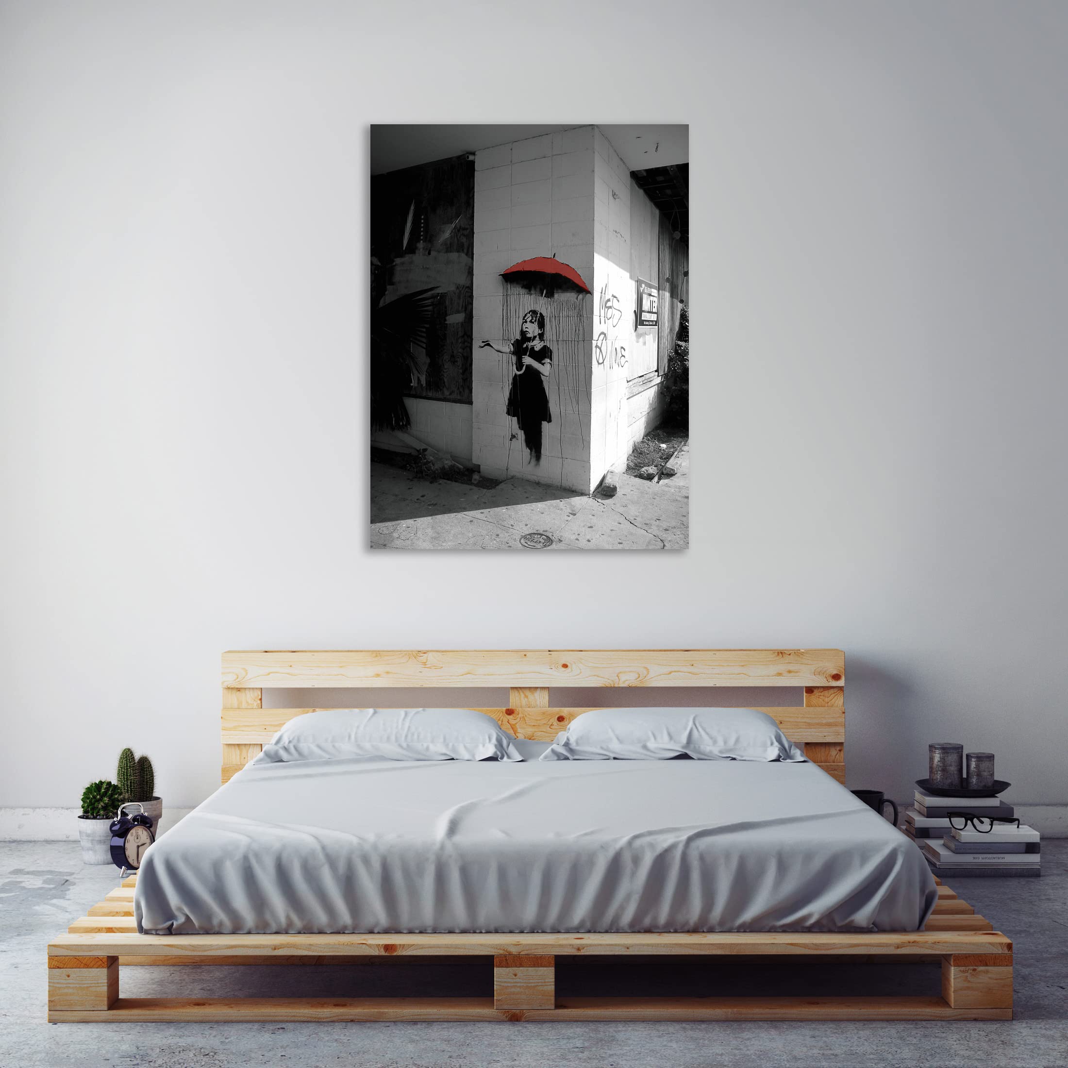 Jaxson Rea Red Umbrella Girl Gallery Wrapped Canvas Art Print - 24x32 Inch Modern Wall Decor for Living Room, Bedroom & Office