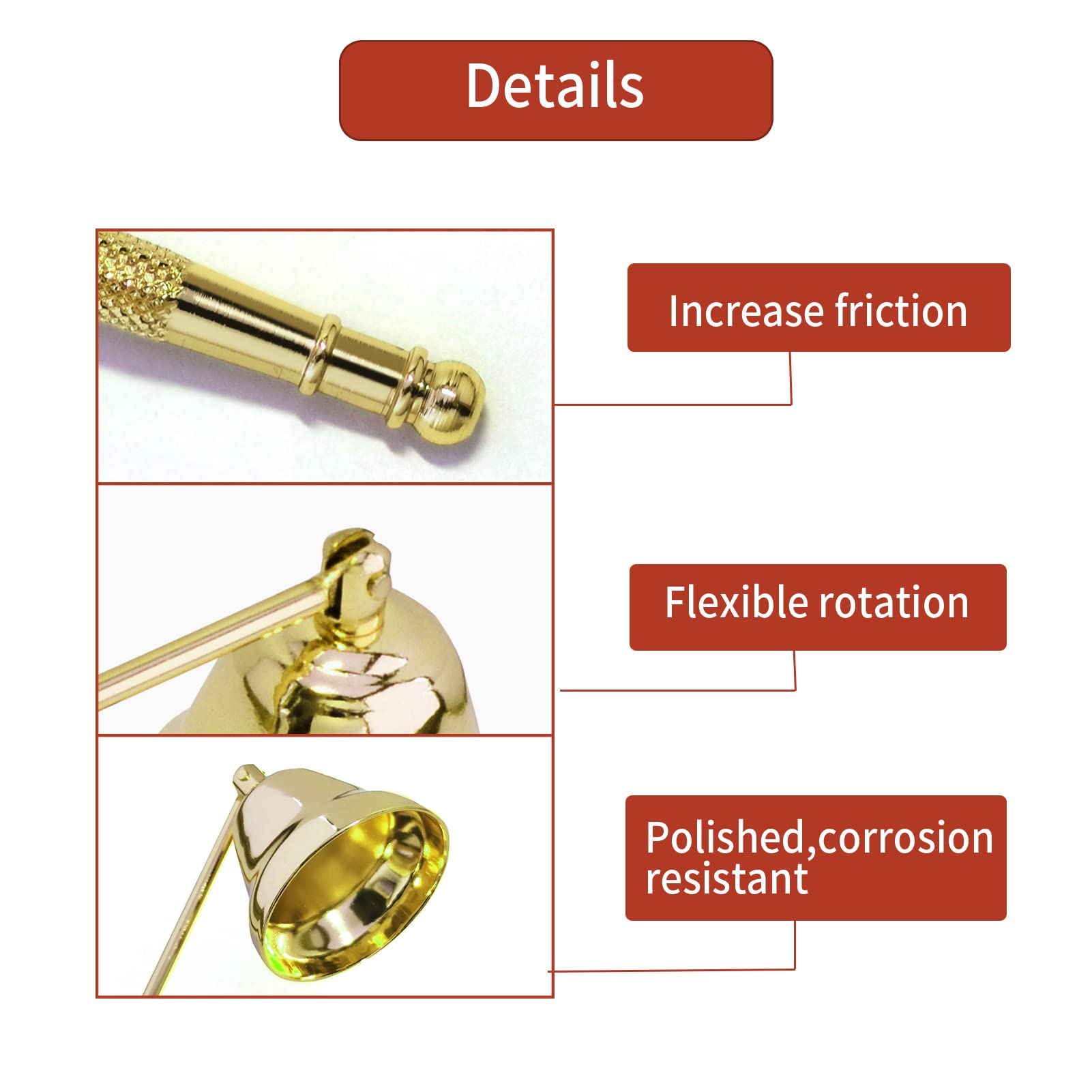 Premium Metal Candle Snuffer with Long Handle - Safe & Elegant Candle Extinguisher for Scented, Aromatherapy & Jar Candles (Gold) | Perfect for Home Decor, Romantic Dinners & Relaxing Spa Nights