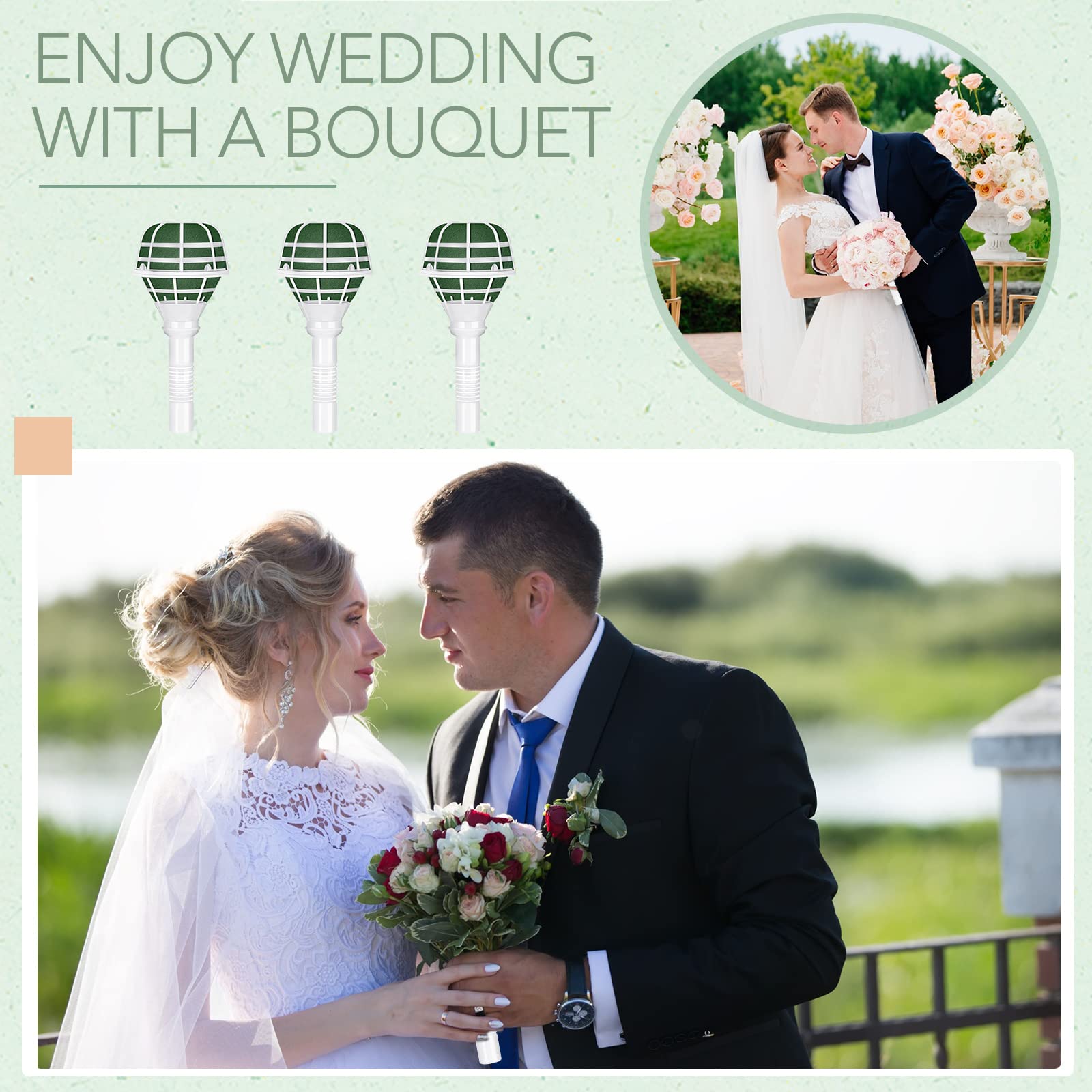 Zubebe 30 Pack Wedding Bouquet Holder Foam Floral Handle - Bridal Bouquet Holders for Artificial Flower Arrangement, DIY Wedding Decorations & Gardening Supplies - Perfect for Bridal Showers, Wedding Centerpieces & Home Decor