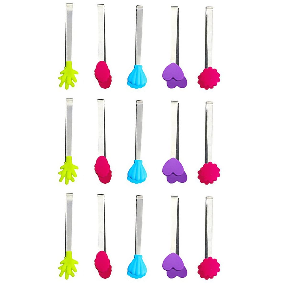 **Hemoton 15-Piece Silicone-Tipped Stainless Steel Kitchen Tongs Set - Food, Baking, Sugar, Ice Tongs for Cooking, Grilling & Serving - Perfect Kitchen Gadgets & Clips**