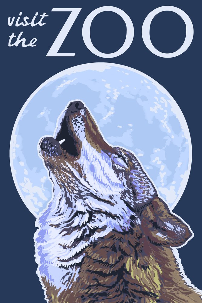 Lantern Press Wolf Howling Wall Art Poster - 12x18 Inches, Wildlife Decor for Living Room, Bedroom & Office - Perfect for Zoo Lovers & Nature Enthusiasts