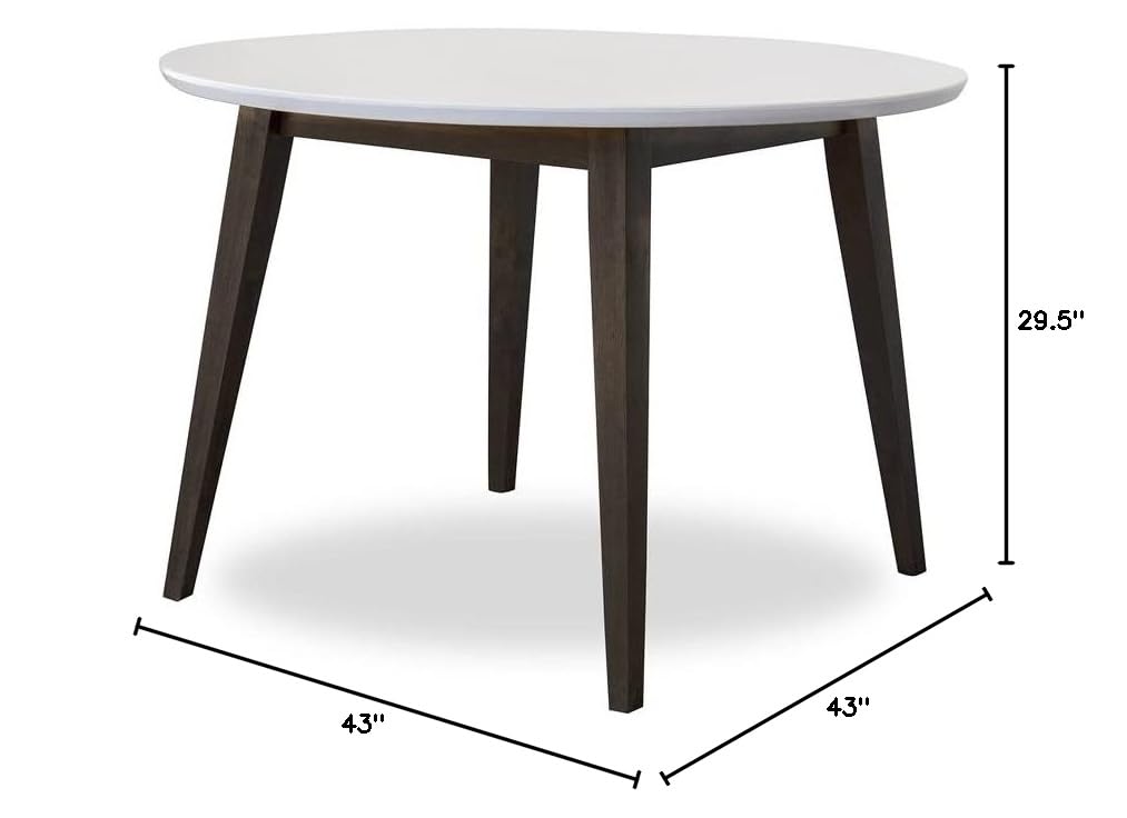 ASHCROFT Crawford Modern Style Solid Wood Walnut/White Top Rectangular 43-Inch Dining Table - Perfect for Contemporary Dining Rooms & Open-Concept Kitchens