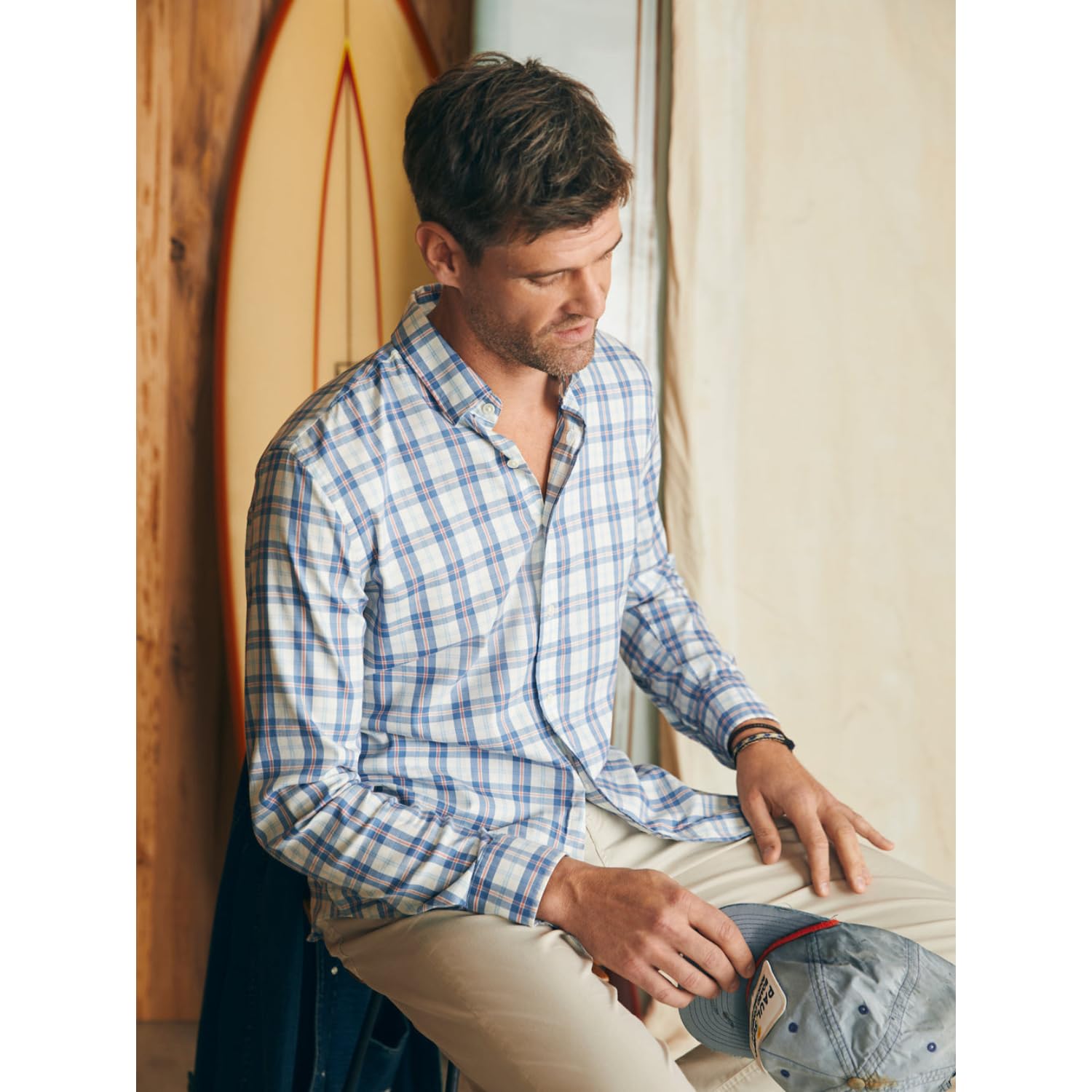 Faherty Men's Movement Shirt - Lightweight, Breathable & Stylish Button-Up for Casual Wear, Outdoor Adventures & Travel | Perfect for Hiking, Beach & Summer Outfits