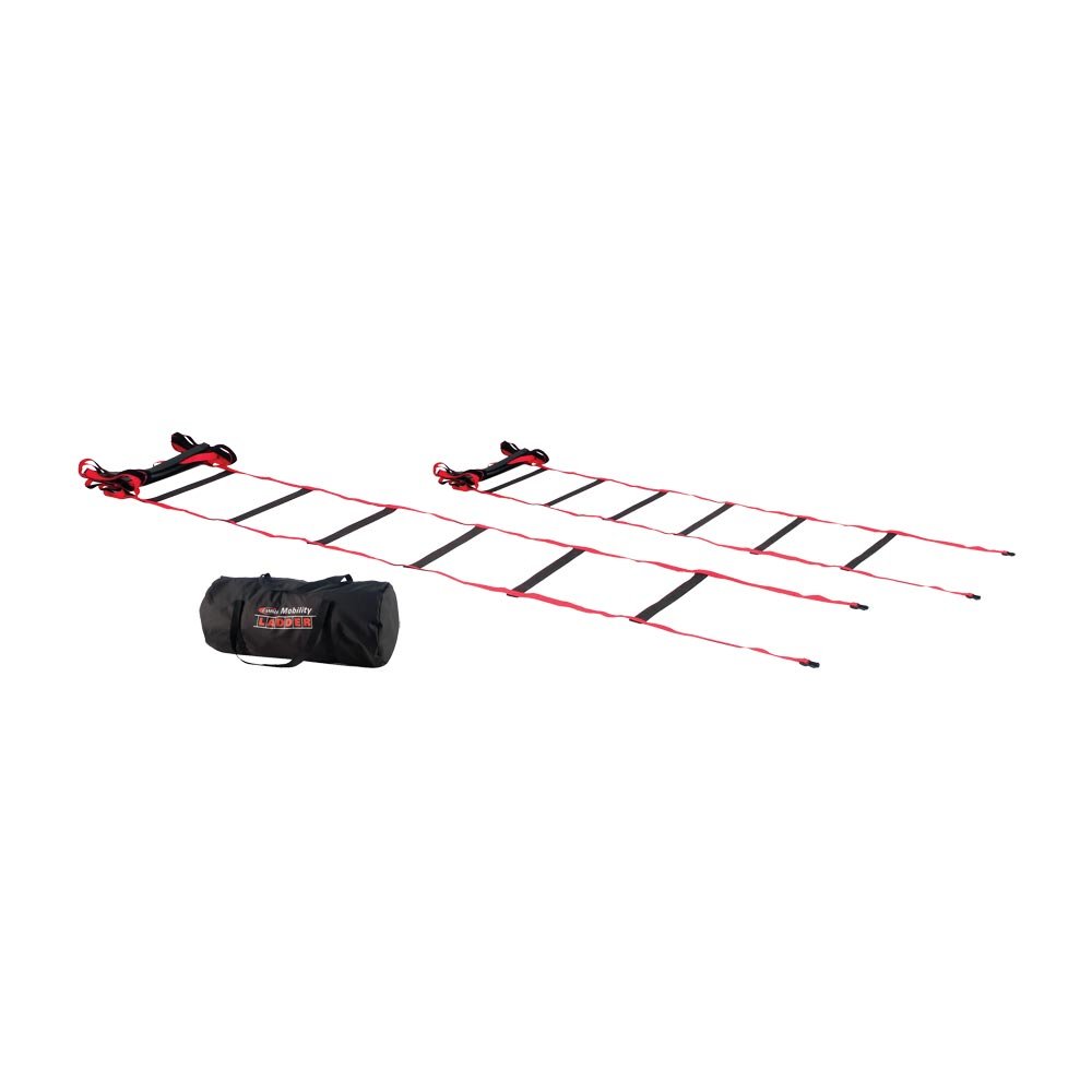 Gamma Mobility Ladder - Heavy Duty Folding Step Stool with Non-Slip Feet, Black/Red - Perfect for Home, Garage, Warehouse, and Outdoor Use