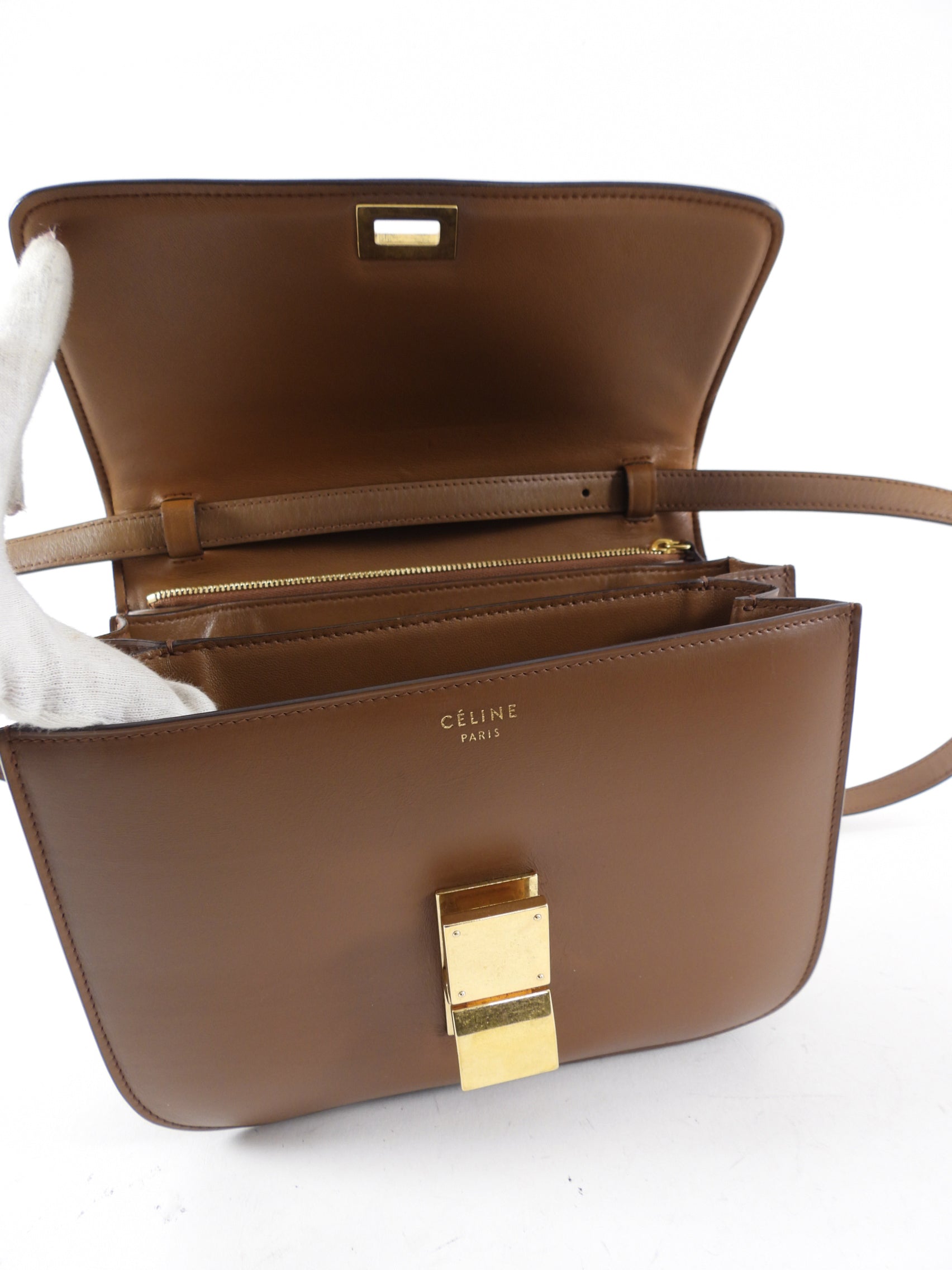 Celine Medium Box Bag in Brown Leather - Stylish & Timeless Crossbody Bag for Women | Perfect for Work, Travel & Everyday Use