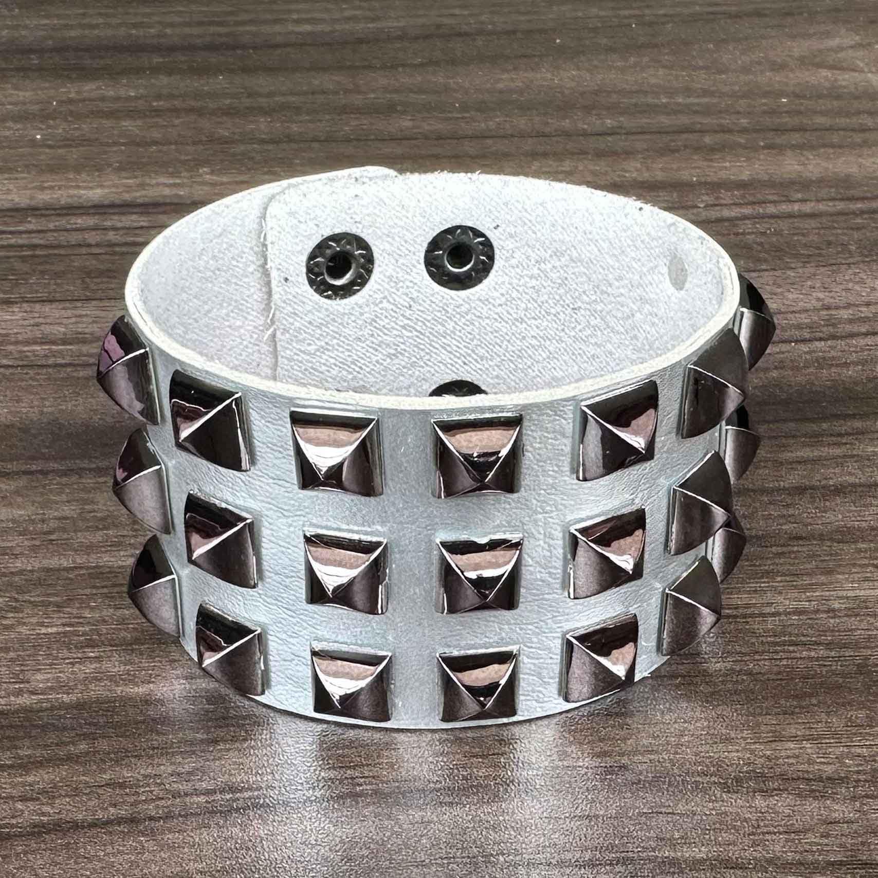 Punk Rock Pyramid Rivet Studded Wristband - Wide PU Leather Arm Cuff Bracelet for Women - Gothic Fashion Accessory for Concerts, Festivals & Punk Style Outfits