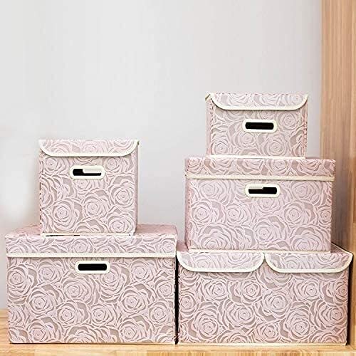 Foldable Fabric Storage Baskets with Lids - Laundry & Toy Organizer for Home Closet
