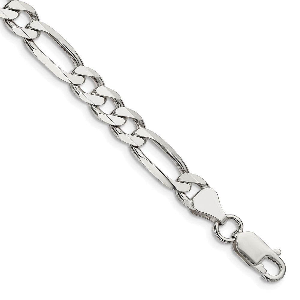 The Black Bow Men's 6.5mm Rhodium Plated Sterling Silver Solid Figaro Chain Necklace - Perfect for Casual and Formal Occasions
