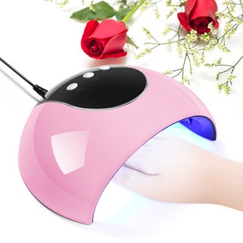 24W UV LED Nail Dryer Lamp for Gel Polish Curing - Pink Professional Manicure Machine for Nail Art & Salon Use at Home or Spa