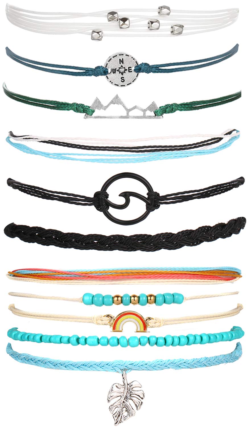 Trendy Adjustable Handmade Braided Friendship Bracelets for Women - Cute Surfer Beach Wave Ankle Bracelets, Perfect Gifts for Stocking Stuffers | Ideal for Beach Parties, Summer Outfits & Boho Fashion Accessories