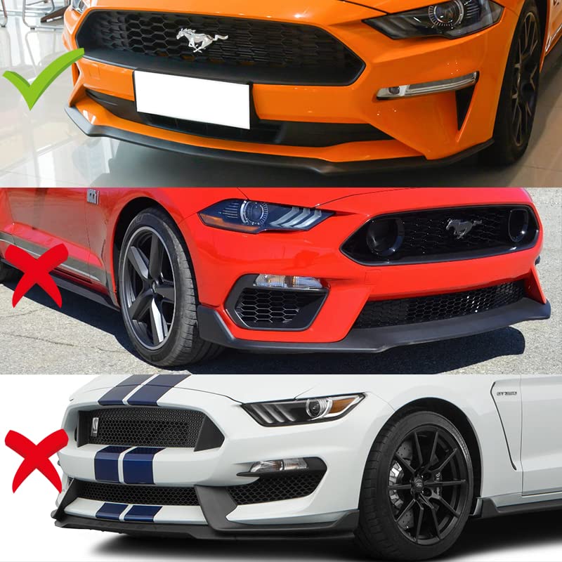 HYPERSPEED Carbon Fiber Look Front Bumper Spoiler Lip & Side Skirt Extension Kit for 2018-2023 Ford Mustang Coupe - 9PCS ABS GT-Style Body Kit with Rocker Panel Splitter & Diffuser (86