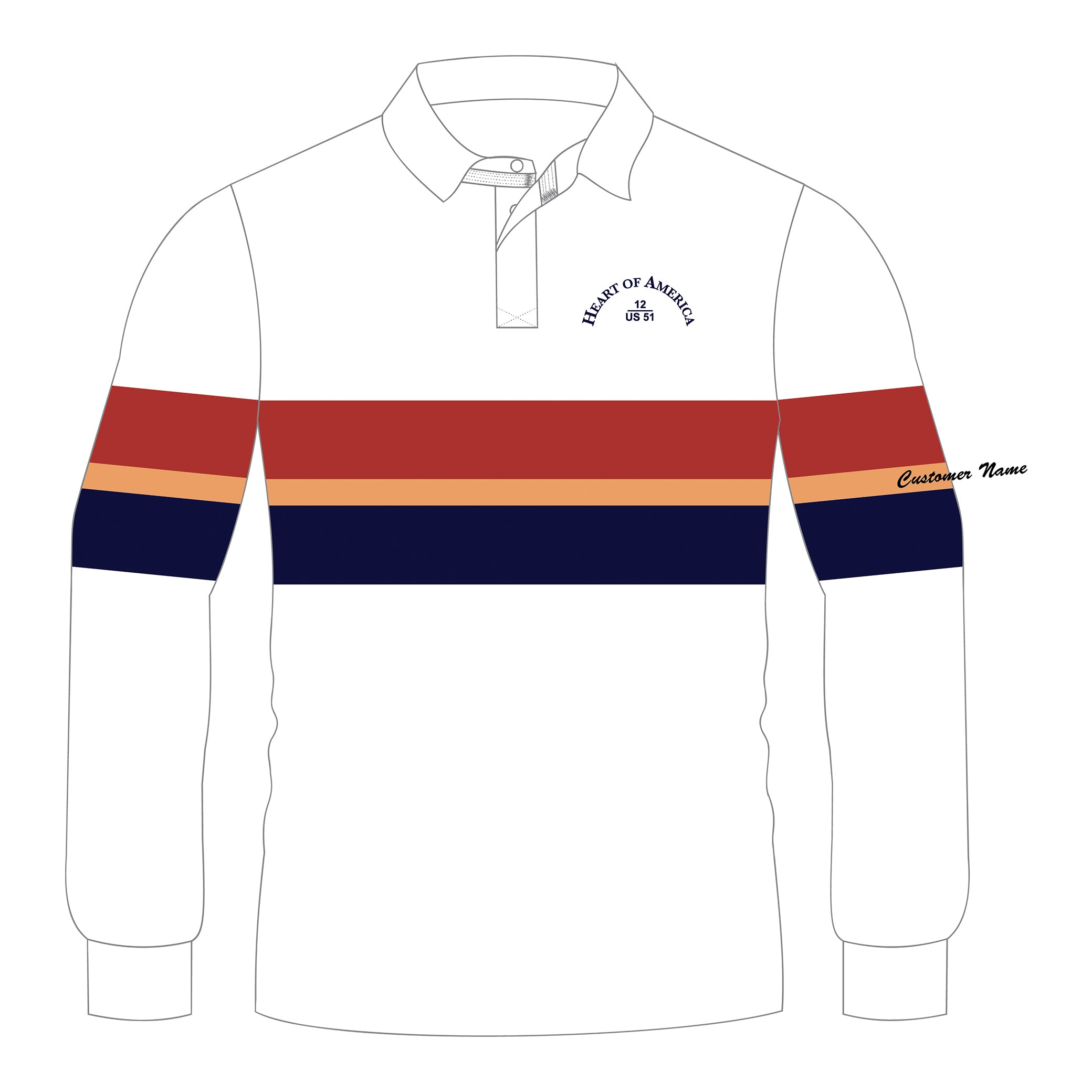 Chicago Yacht Club Heart of America Rugby Jersey - Premium Cotton Rugby Shirt for Men & Women - Perfect for Rugby Games, Sports Events & Team Uniforms