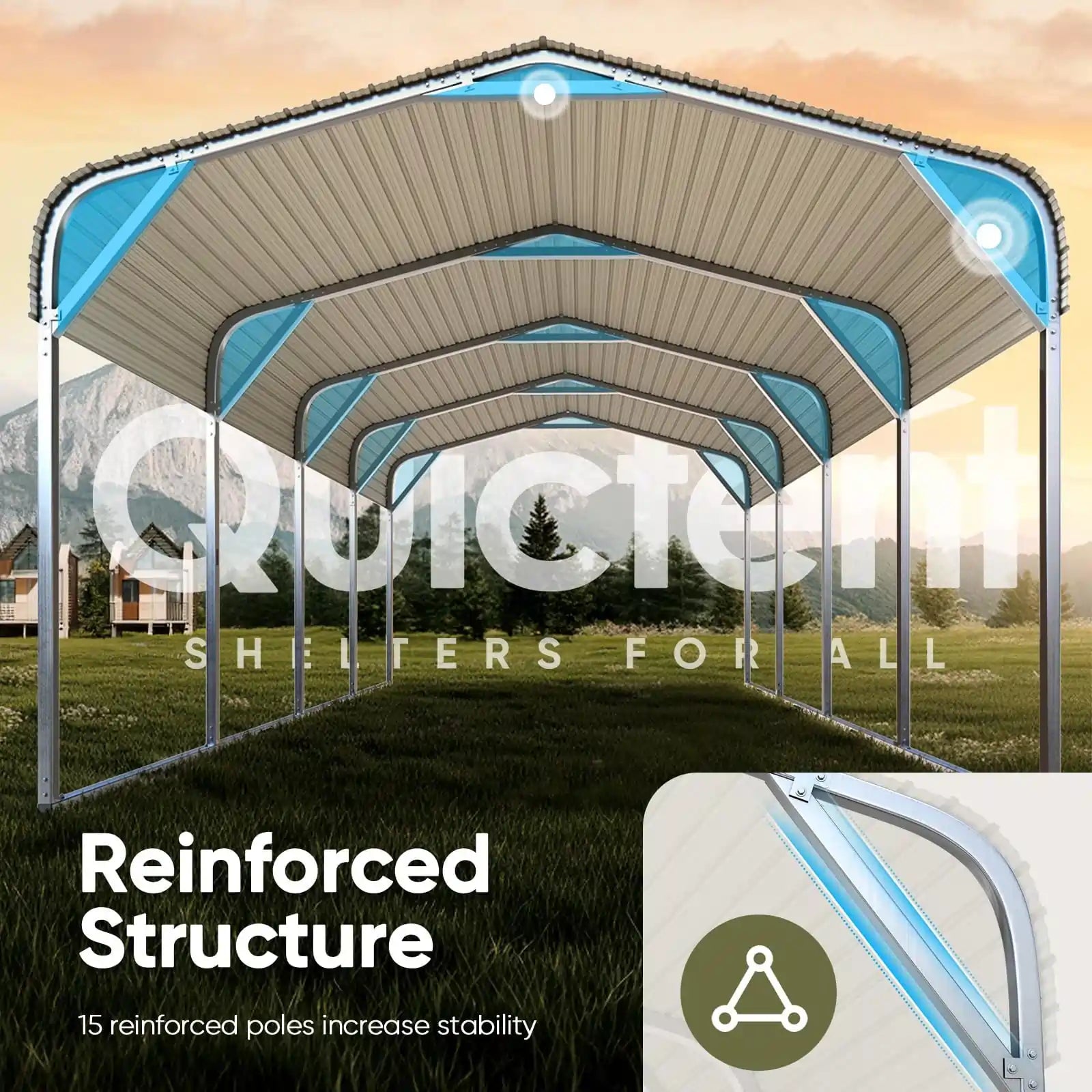 Heavy Duty Metal Roof Car Canopy - White | Durable Outdoor Shelter for Cars, Trucks, RVs & Vehicles | Perfect for Parking, Camping & Outdoor Protection