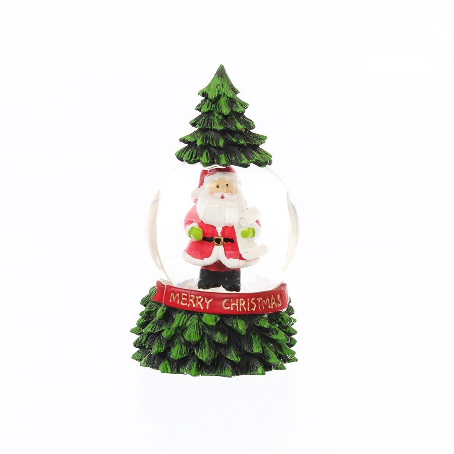 ART PRINT APJ Snow Globe with Santa in Tree - 350g Christmas Decoration for Home, Office & Holiday Gifts