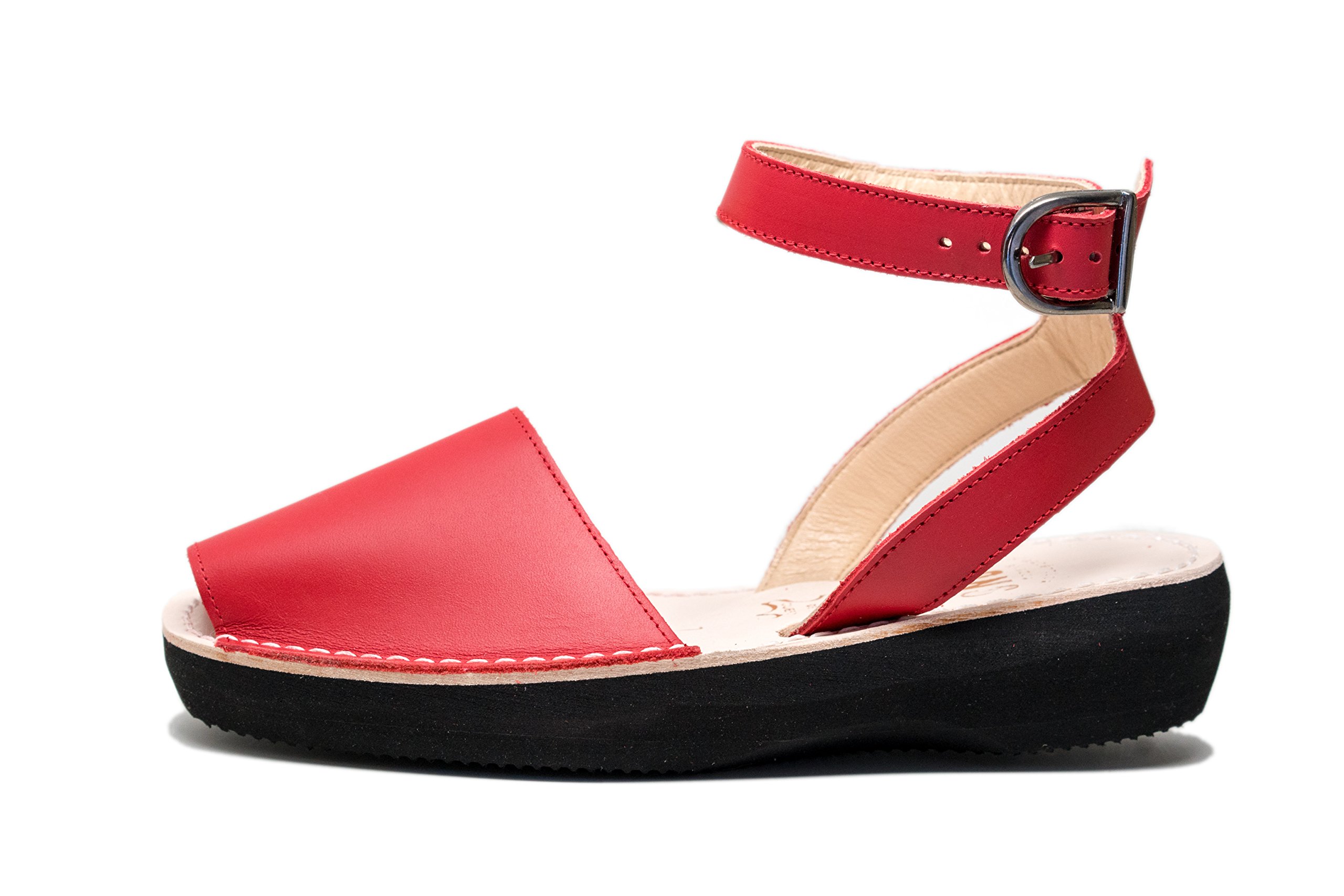 524 - Avarca Mediterranean Sandals for Men - Red - Size 41 (US 11) - Comfortable Leather Summer Shoes for Beach, Vacation & Casual Wear