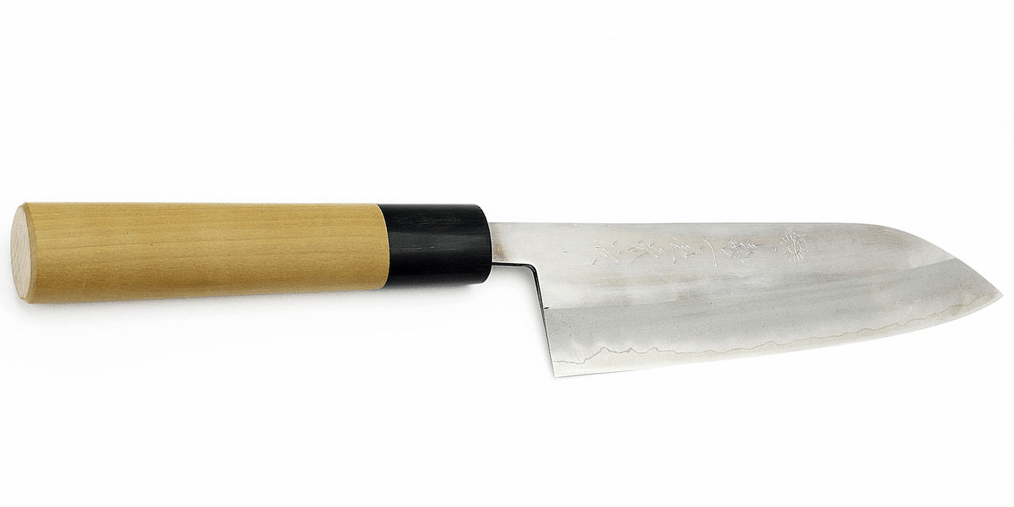 Kikuichi WH Series Elite Warikomi Gold Ho Wood Santoku Knife 6.5 Inch - Premium Traditional Japanese Kitchen Knife for Professional Chefs & Home Cooking