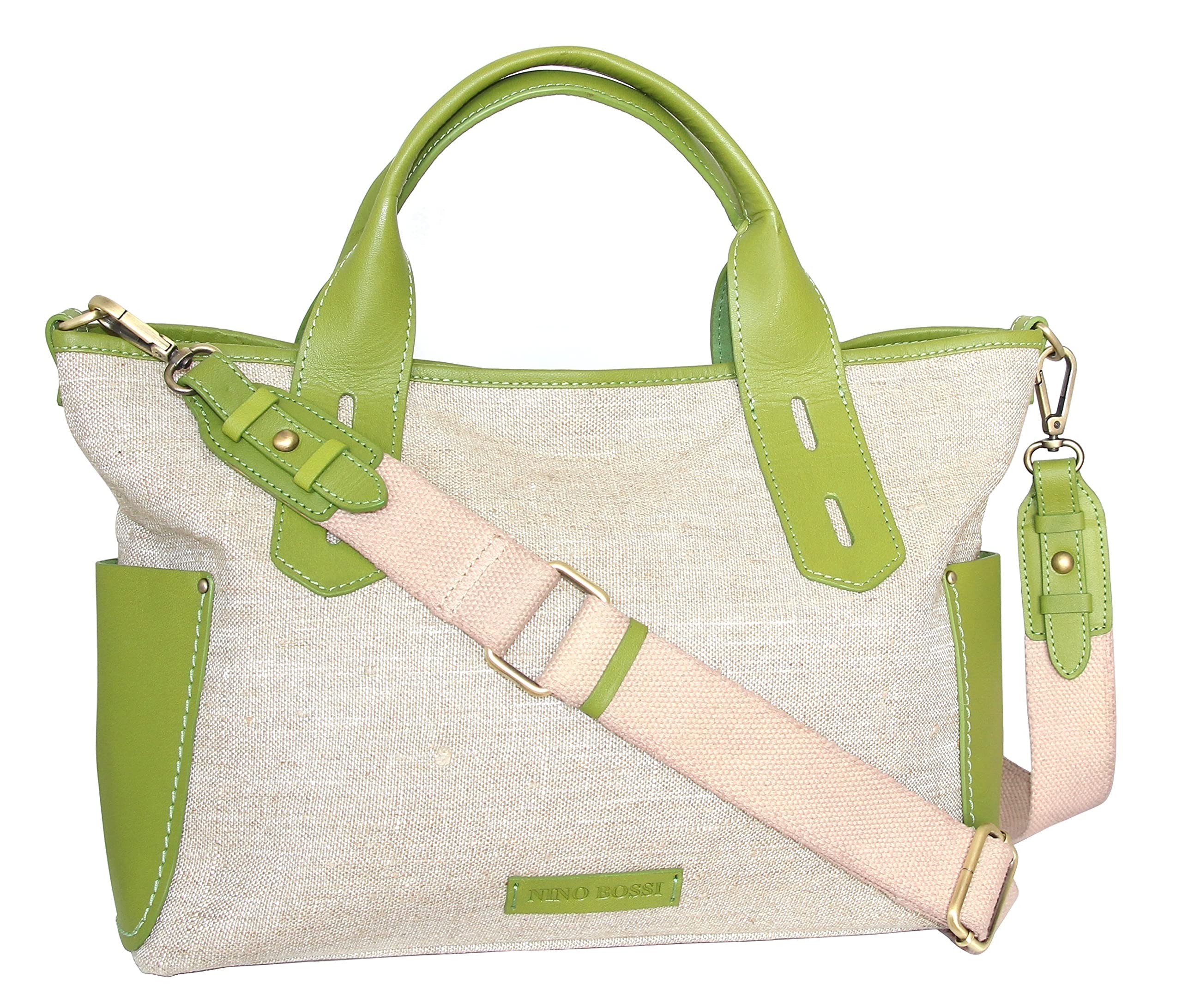 Delana Premium Linen & Leather Tote Bag for Women - Stylish Large Shoulder Bag for Work, Travel and Everyday Use