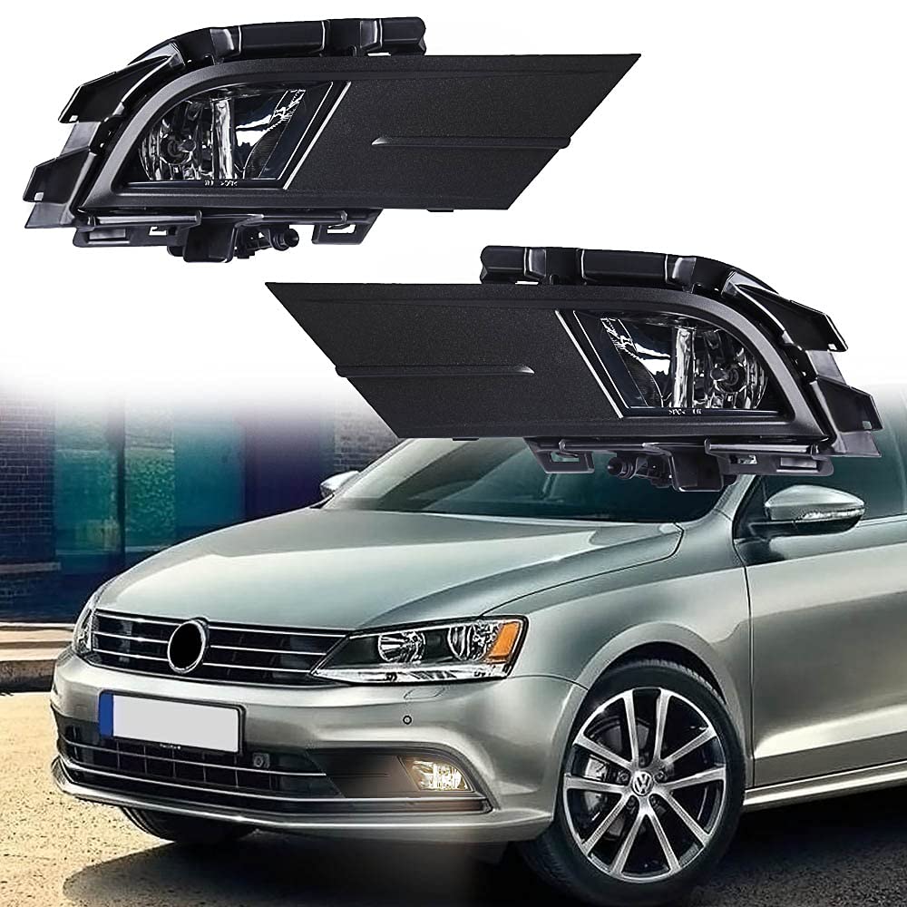 2015-2018 Volkswagen Jetta Fog Light Replacement Kit - Halogen Driving Lamps with Bezel, Switch & Wiring Harness (VWJT002) | Front Bumper Assembly for Improved Night Visibility & Safety Driving