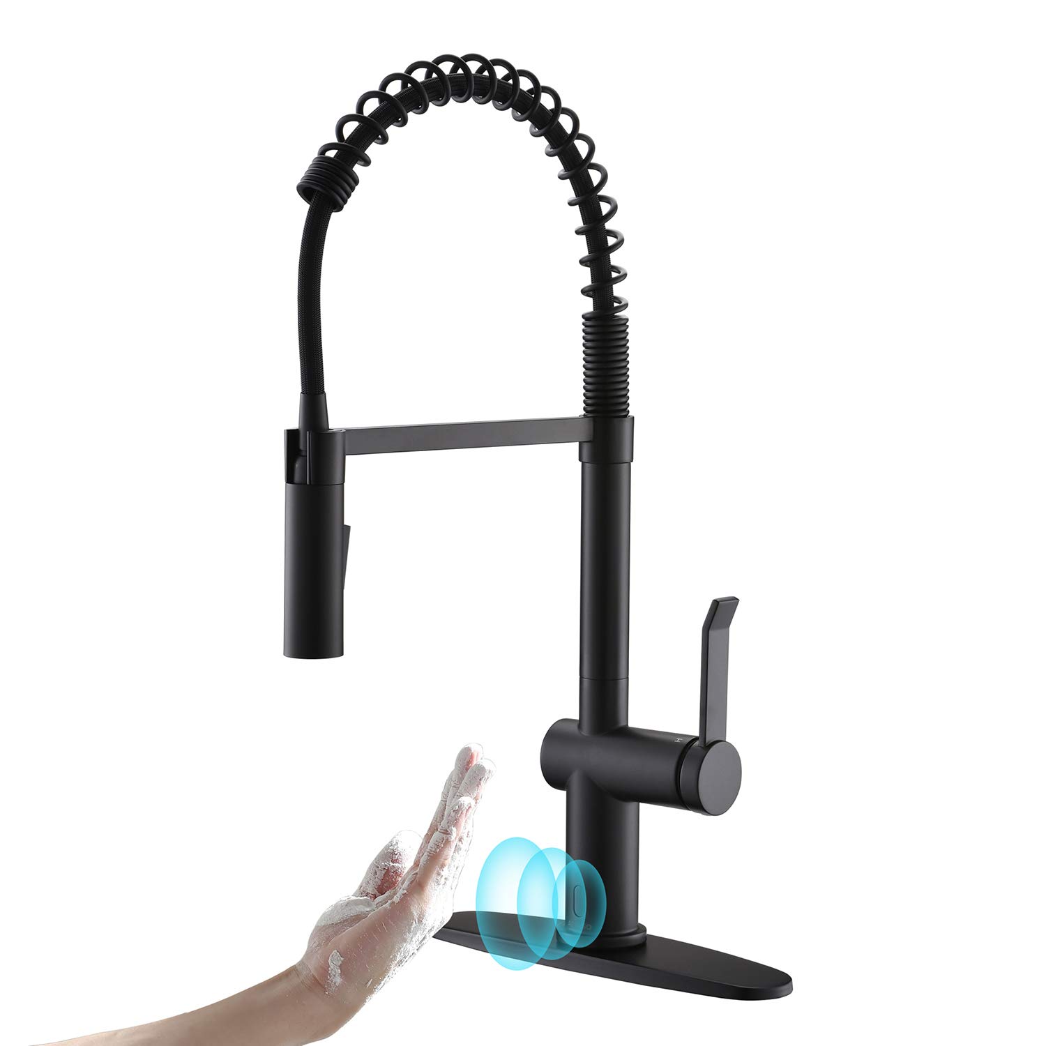 APPASO Hands-Free Touchless Pull Down Kitchen Faucet with Sprayer - Motion Sensor Activated Automatic Smart Faucet, Single Handle Solid Brass Design in Matte Black - Perfect for Modern Kitchens, Baking, Washing Dishes & Multi-Tasking