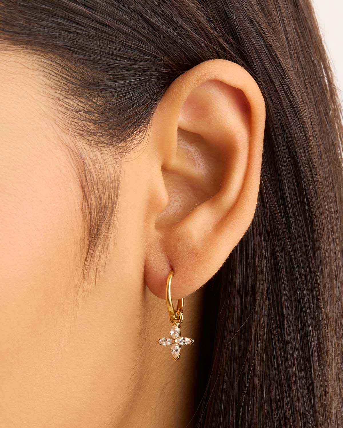 14K Solid Gold Blossom Lab-Grown Diamond Hoop Earrings for Women - Elegant Everyday Jewelry & Special Occasion Gift