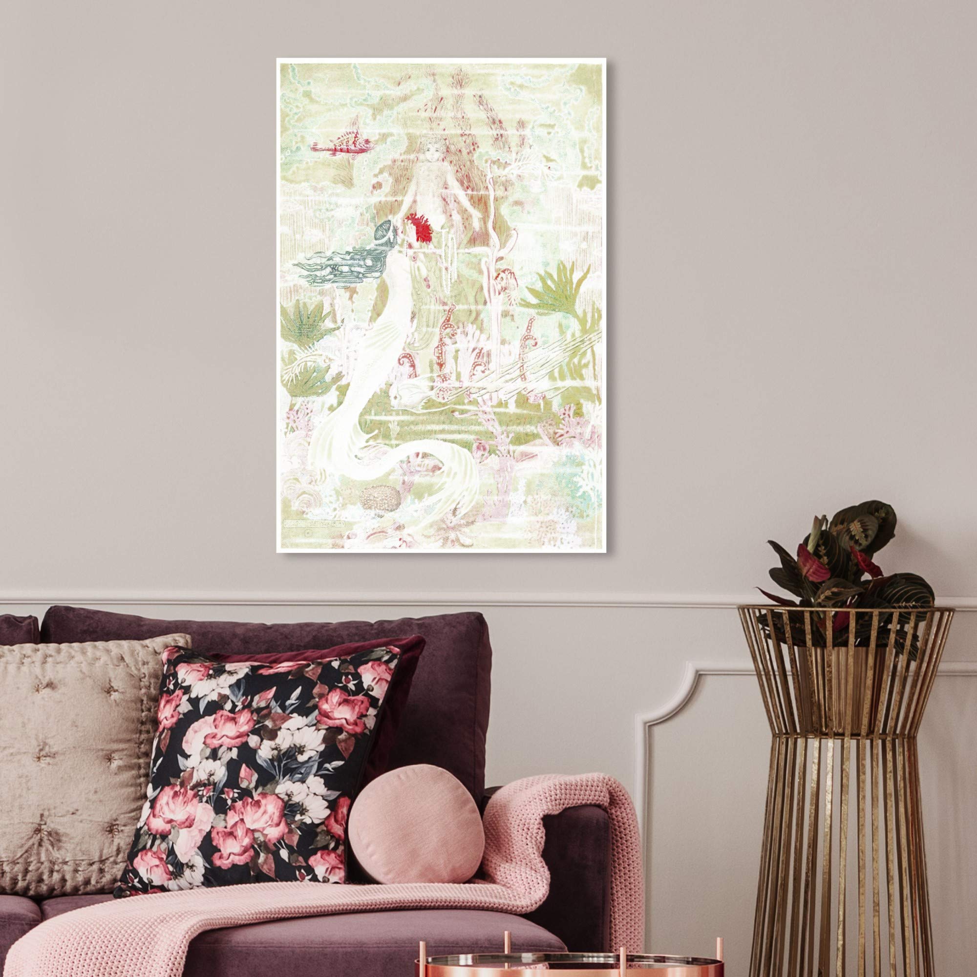 Oliver Gal Artist Co. Little Mermaid Fantasy Wall Art Canvas Print - 20x30 Inch Kids Room Decor, Green & White Nursery Painting for Girls Bedroom | Perfect for Disney Themed Rooms & Underwater Fantasy Decor