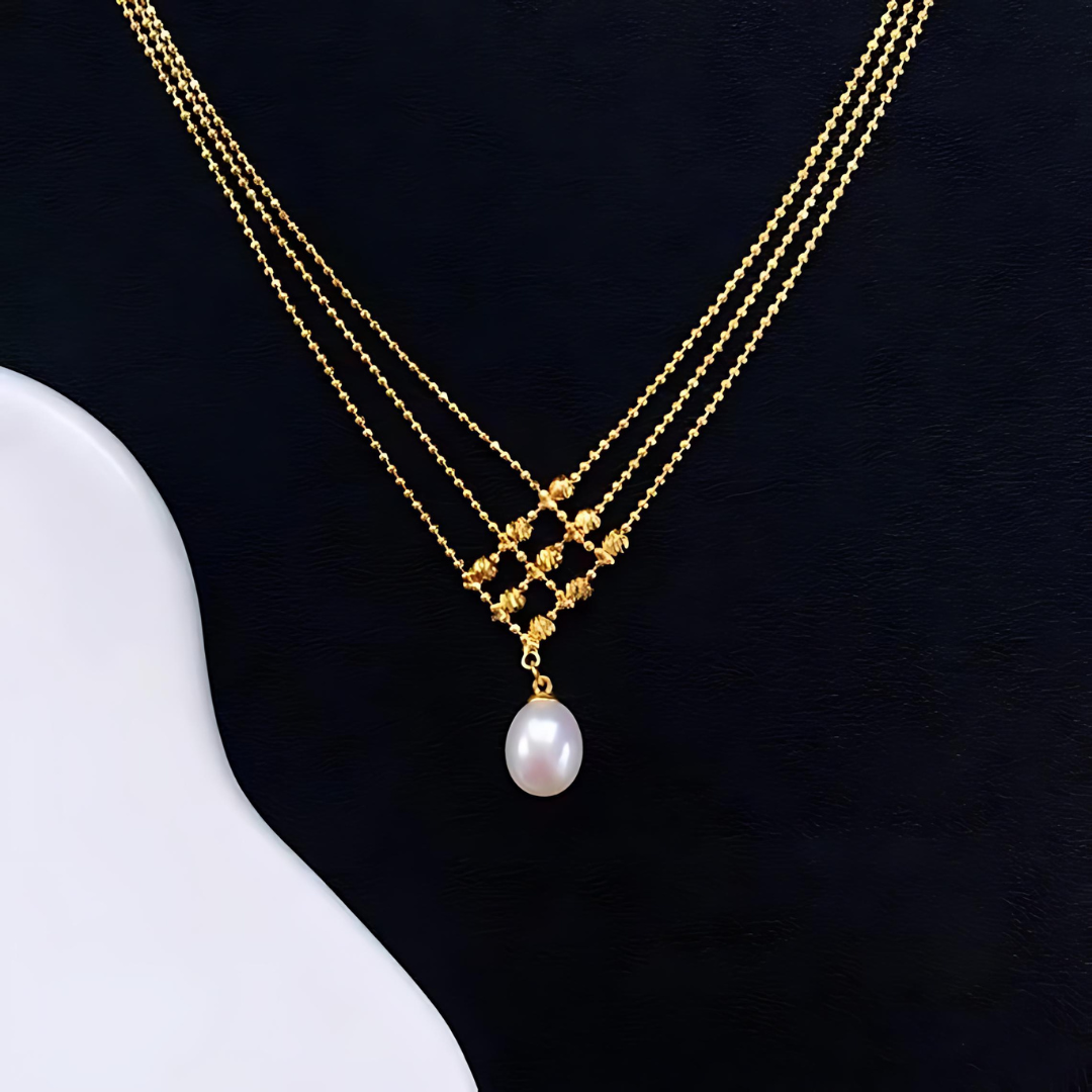 Elegant Multi-Layered Gold Lace Choker Necklace with Pearl Accents | HY008 | Perfect for Weddings, Parties & Evening Events