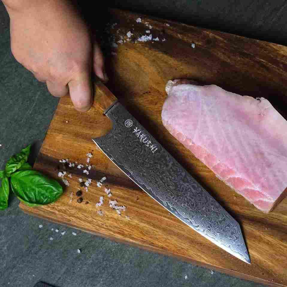 Premium Yakushi™ Damascus Kiritsuke Knife - Japanese Chef's Knife for Sushi, Vegetables & Meat - Perfect for Professional Chefs & Home Cooking Enthusiasts