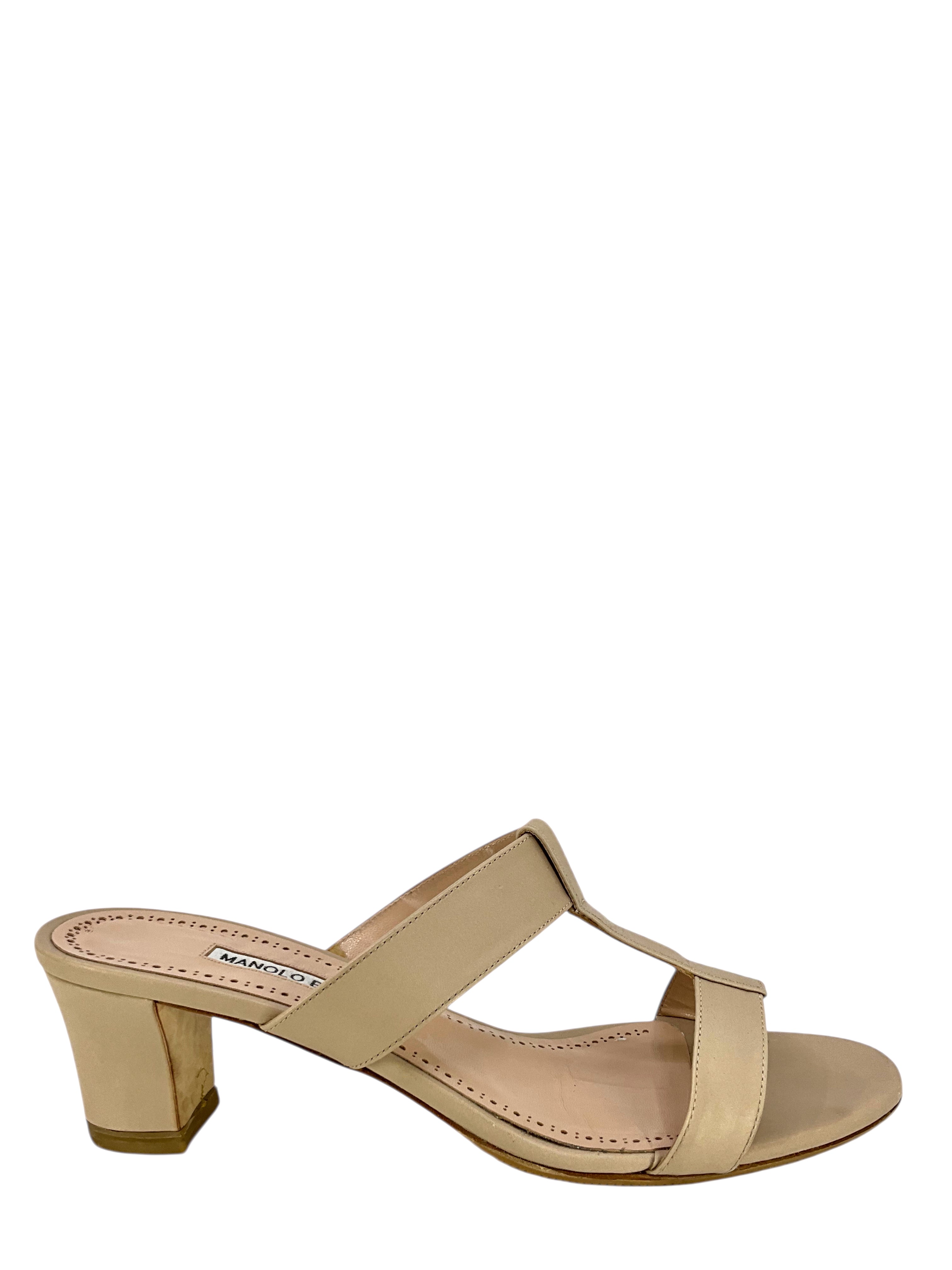 Manolo Blahnik Kesbihi Leather Slide Sandals for Women - Size 9.5 US | Comfortable Summer Slides | Perfect for Beach, Poolside & Casual Outings
